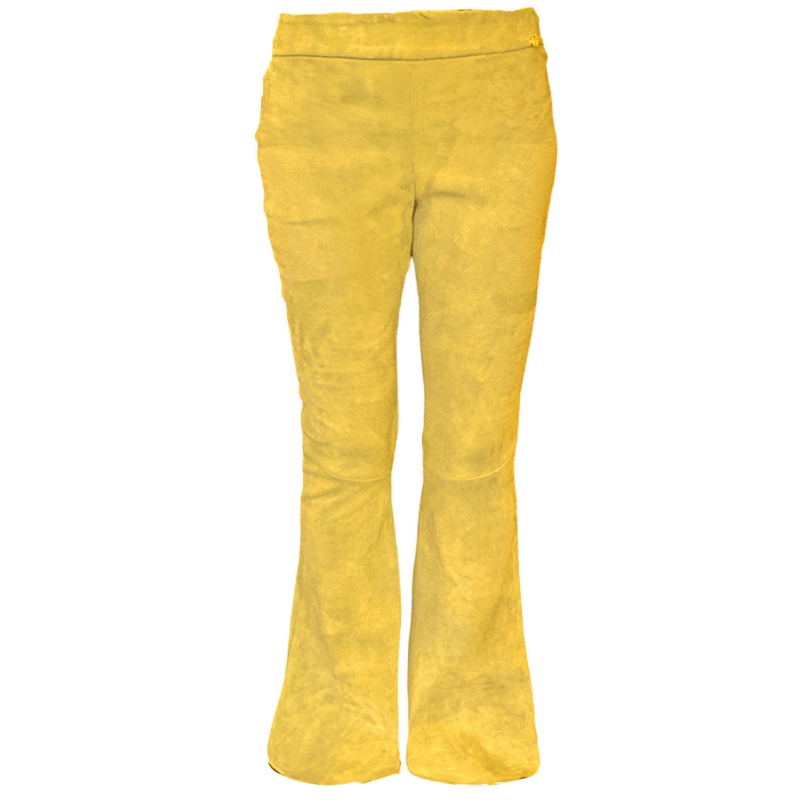 Lederhose mit Schlag aus Stretch-Lammleder, Yellow, Maßkonfektion