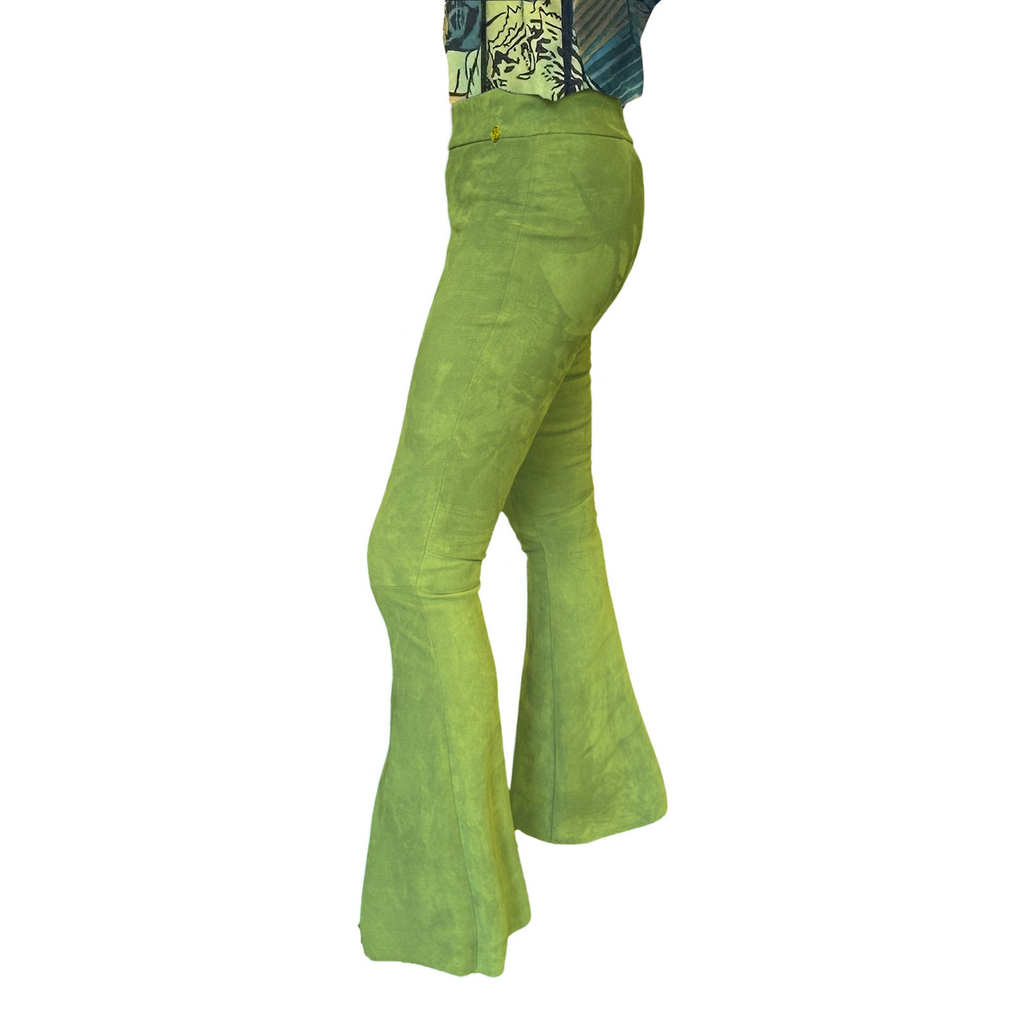 Lederhose mit Schlag aus Stretch-Lammleder, green, Maßkonfektion
