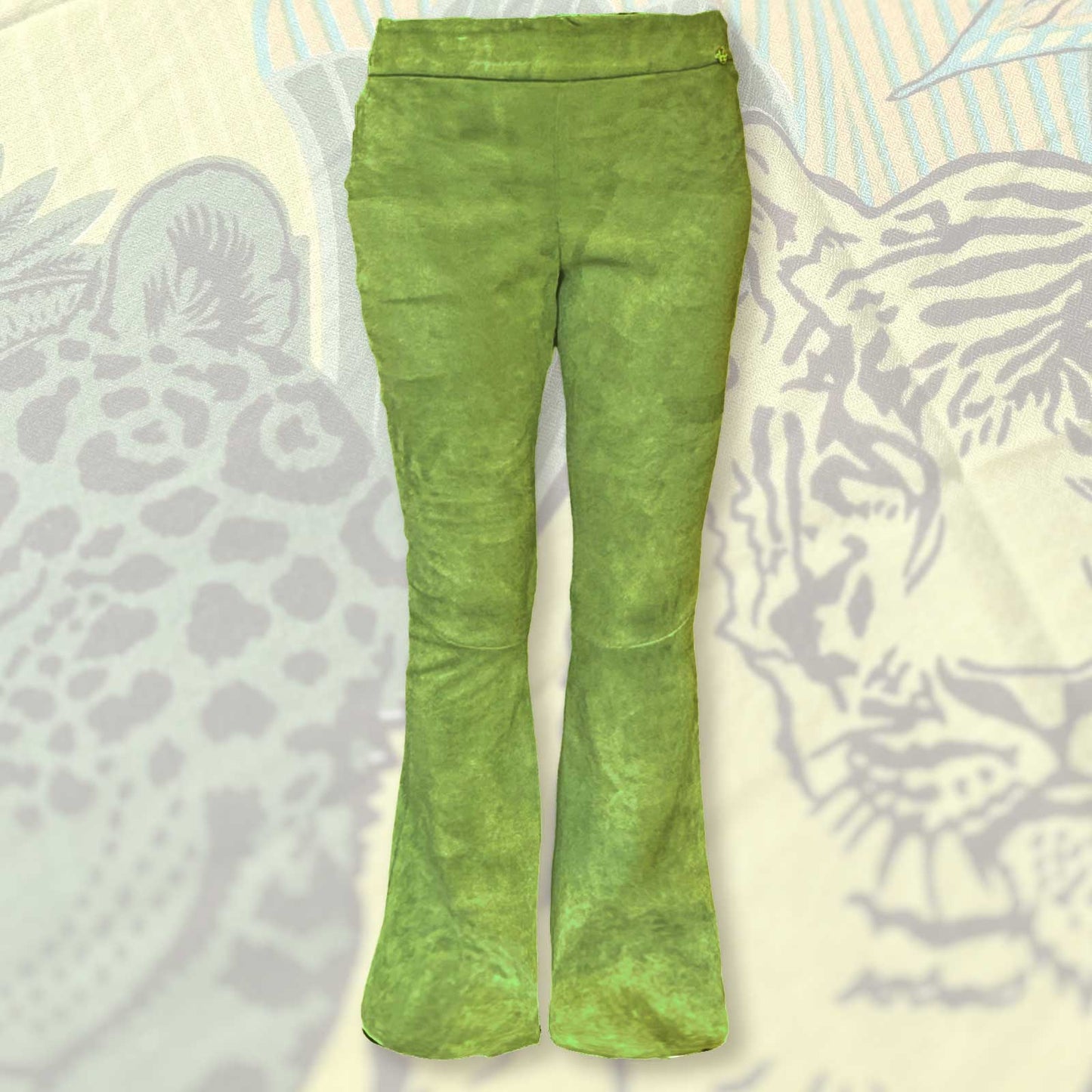 Lederhose mit Schlag aus Stretch-Lammleder, green, Maßkonfektion