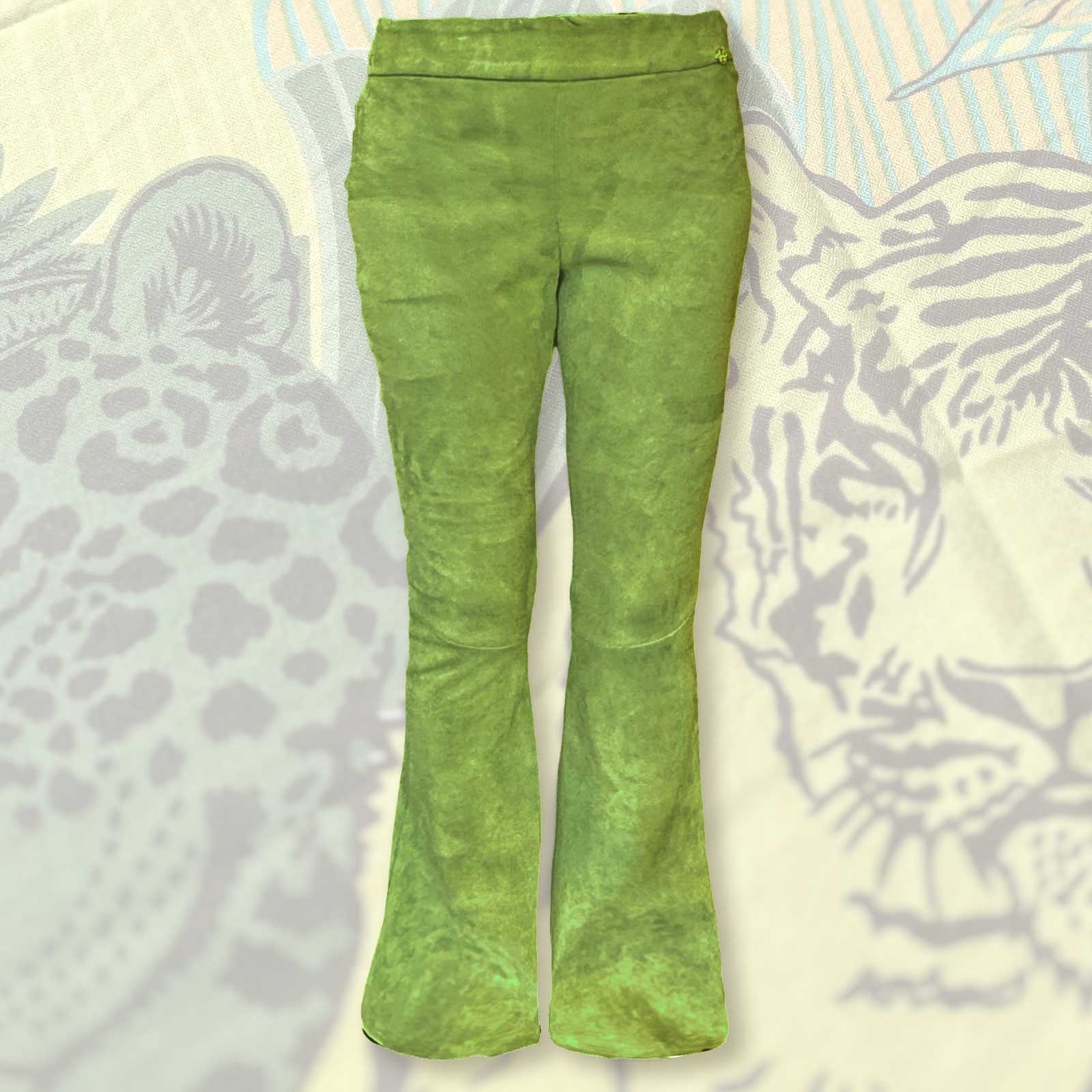 Lederhose mit Schlag aus Stretch-Lammleder, green, Maßkonfektion