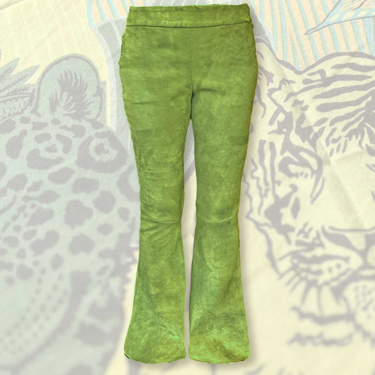 Lederhose mit Schlag aus Stretch-Lammleder, green, Maßkonfektion