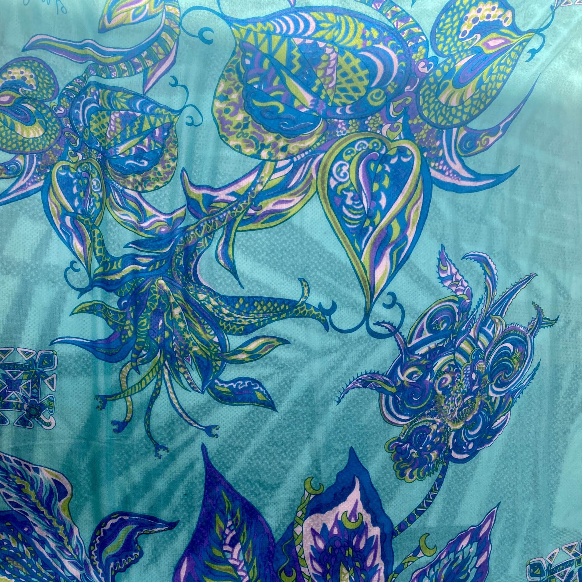 Schal SOUL FLOWERS, 100% Baby Kaschmir, 220 x 120, Türkis, Limitiert 5