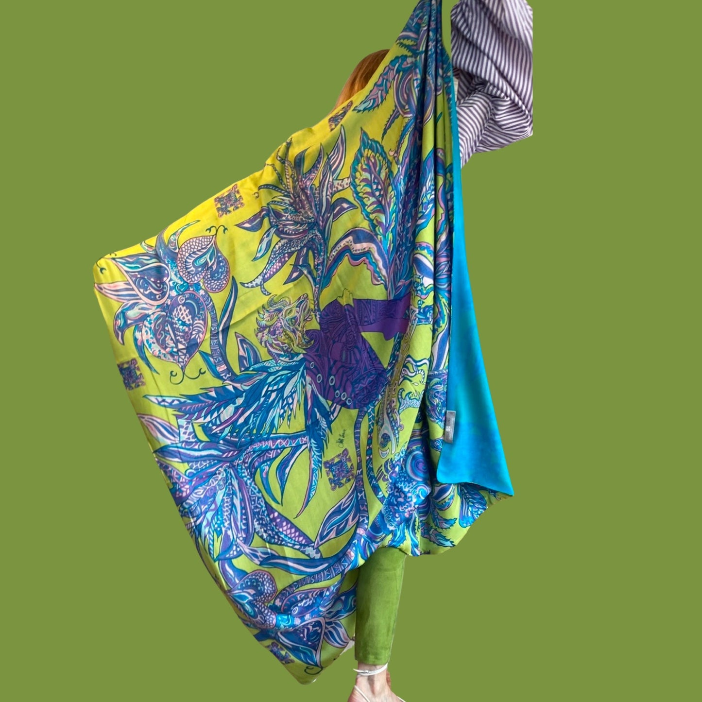 “BONDED IN GARDEN EDEN “- LIMITED EDITION #2 von 2 Stück - Greenery -Kaschmir & Seide, Doubleface