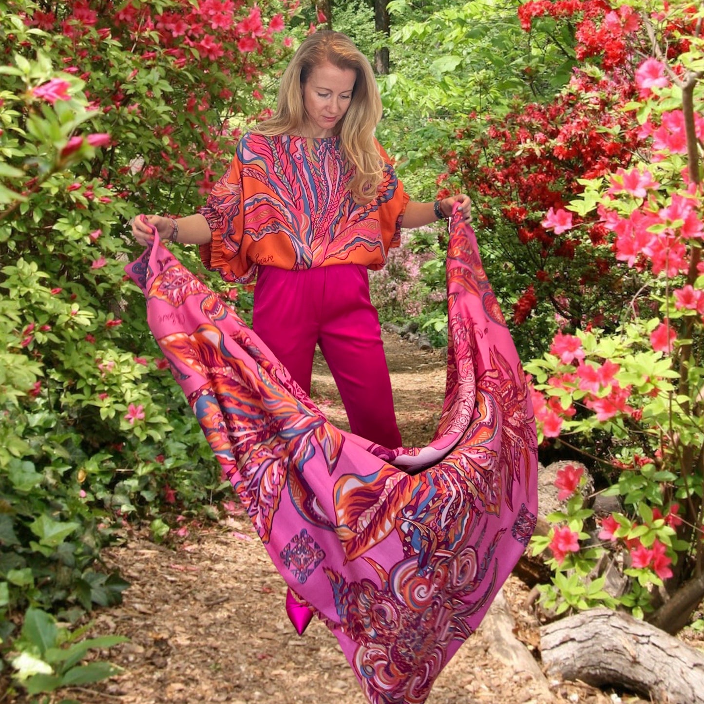 “BONDED IN GARDEN EDEN “- LIMITED EDITION #2 of 2 pieces - cashmere & silk, double face