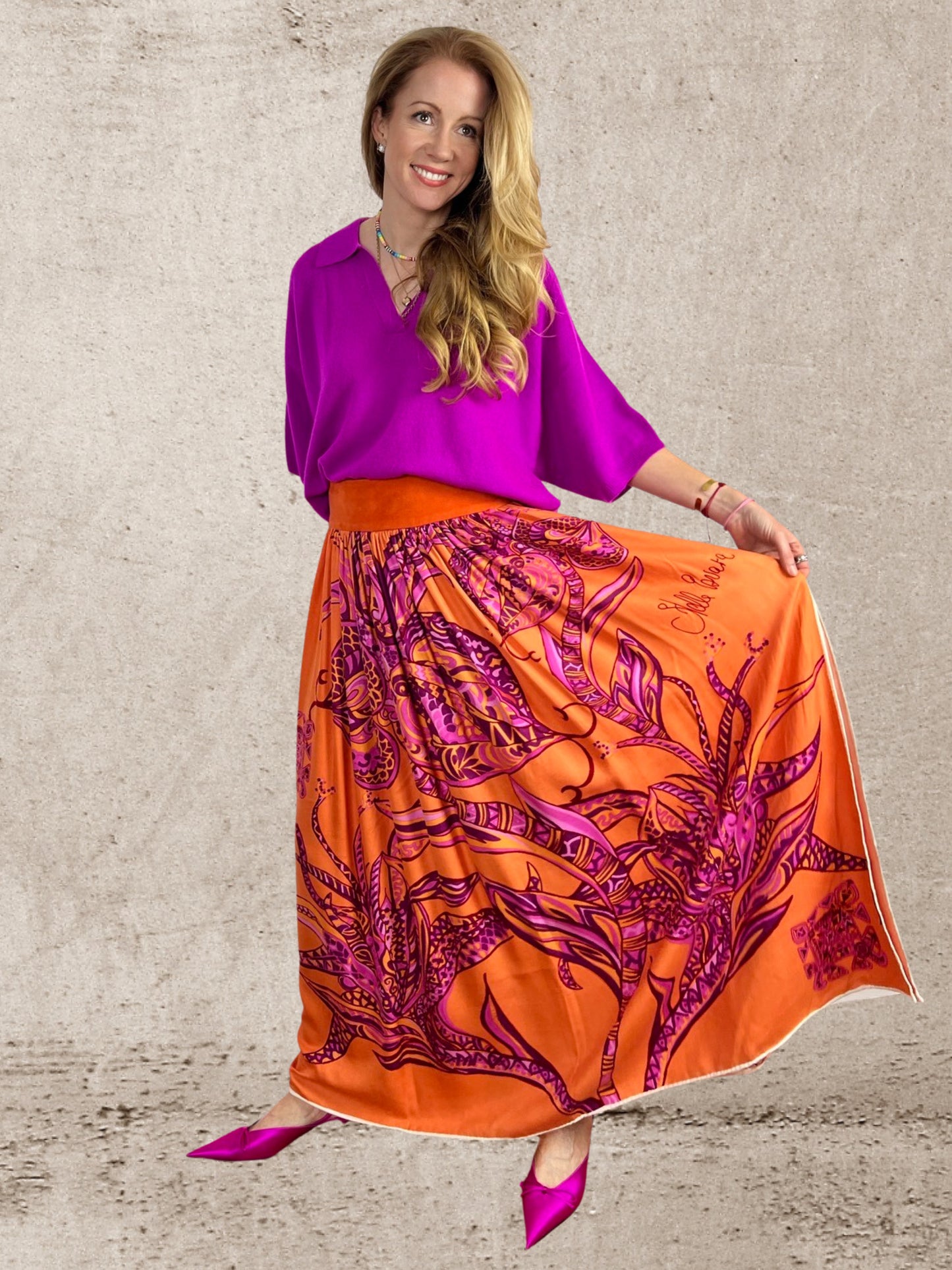 Maxi skirt - Very Peri JUNGLE LOVE - maxi silk skirt