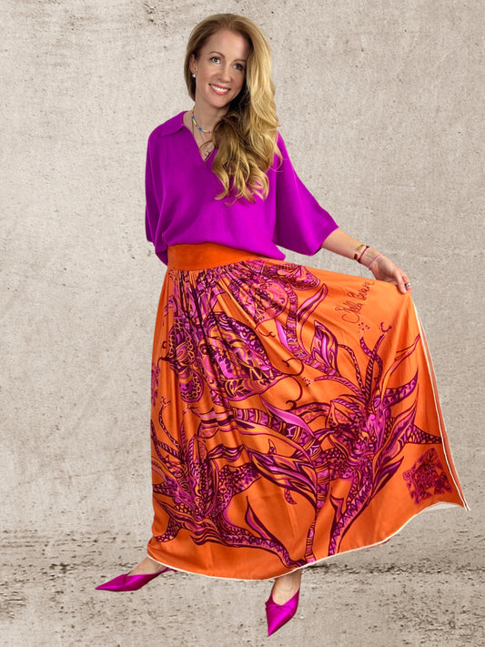 Maxi skirt - Very Peri JUNGLE LOVE - maxi silk skirt