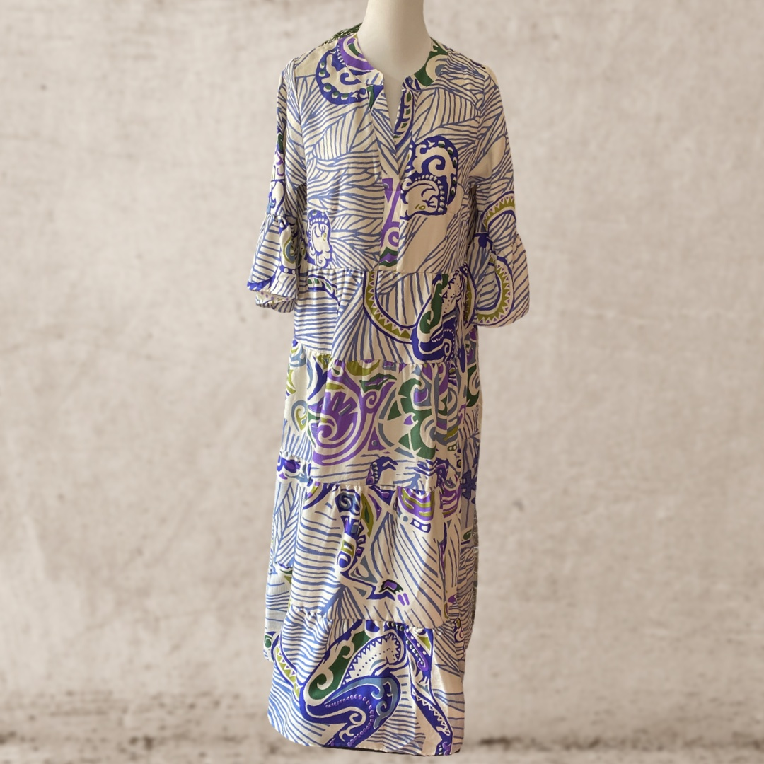 Maxi dress - unique - silk - Green Jungle love