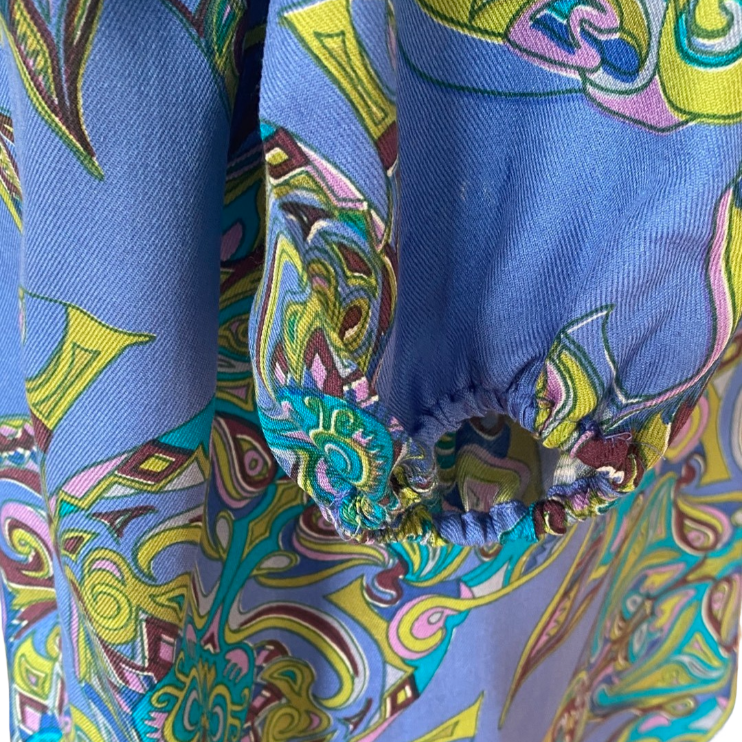 MAORI TURTLES Seidenbluse, gruen & blau, limited