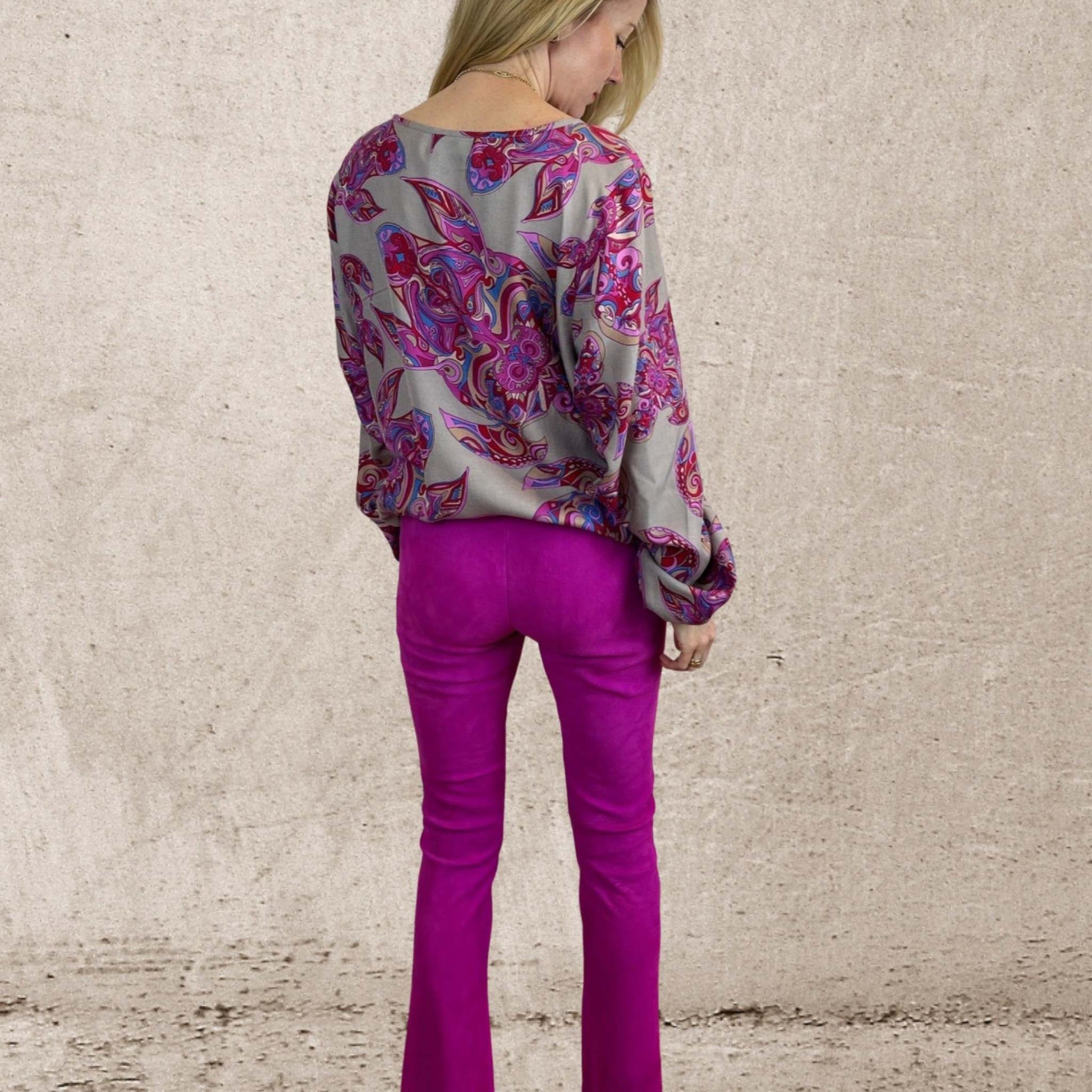 Lederhose mit Schlag, aus Stretch-Lammleder, Pink, exkl. Maßkonfektion