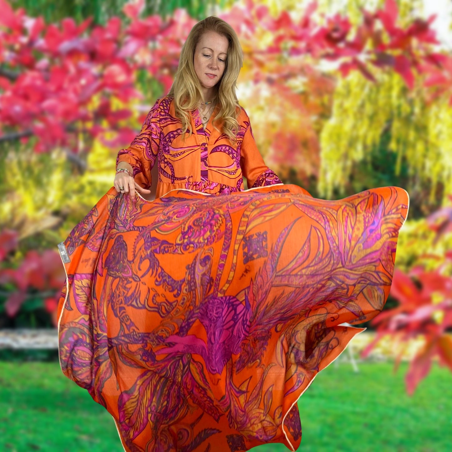 Maxi Kleid - Unikat - Seide - SOUL FLOWERS