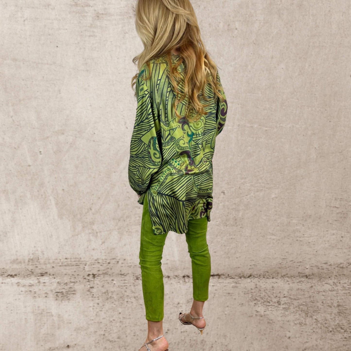 Lederhose - Leggings aus Stretch-Lammleder, in greenery, Maßkonfektion