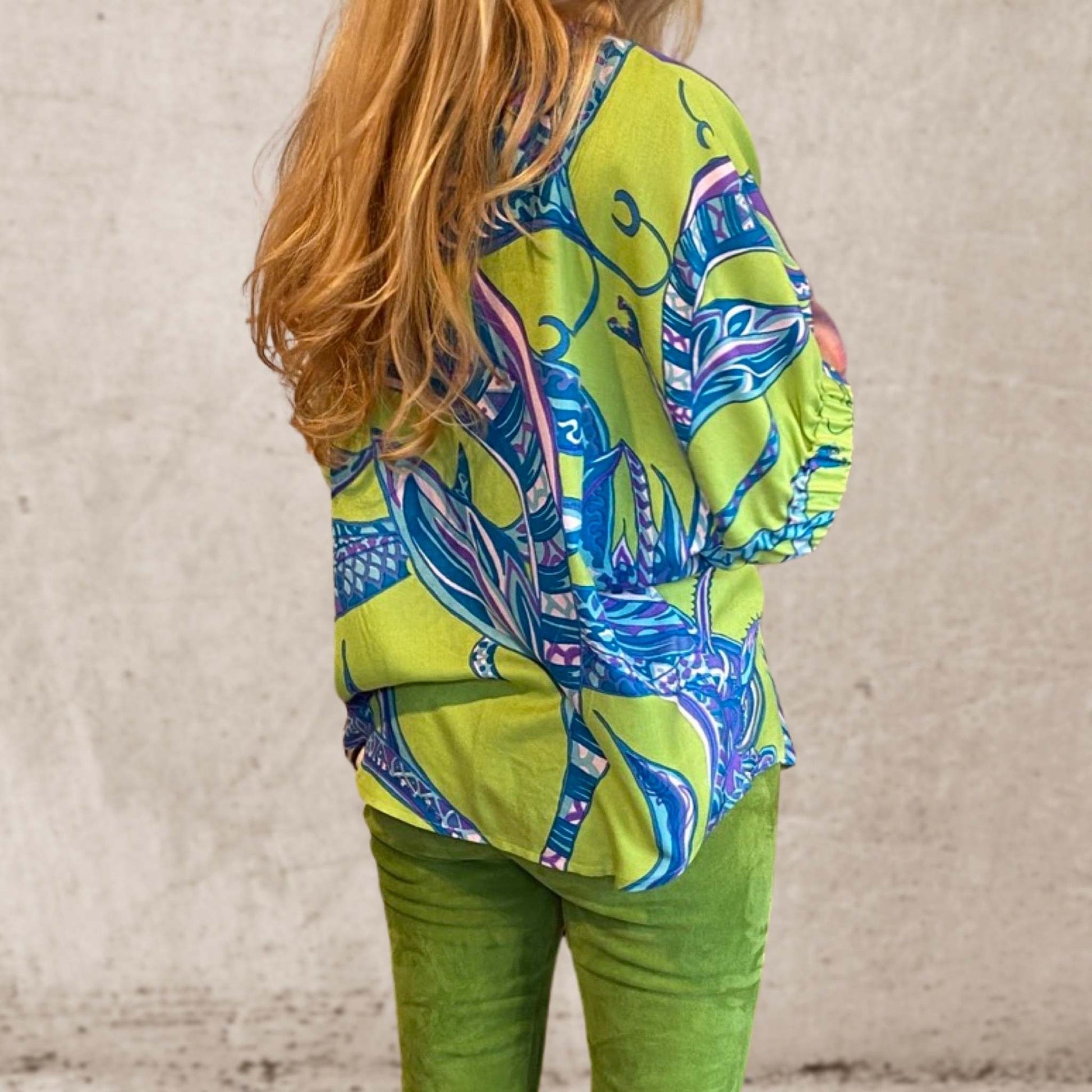 Bluse SOUL FLOWERS, Seide, Twill Weave Struktur, Pistazie, Limitiert 2