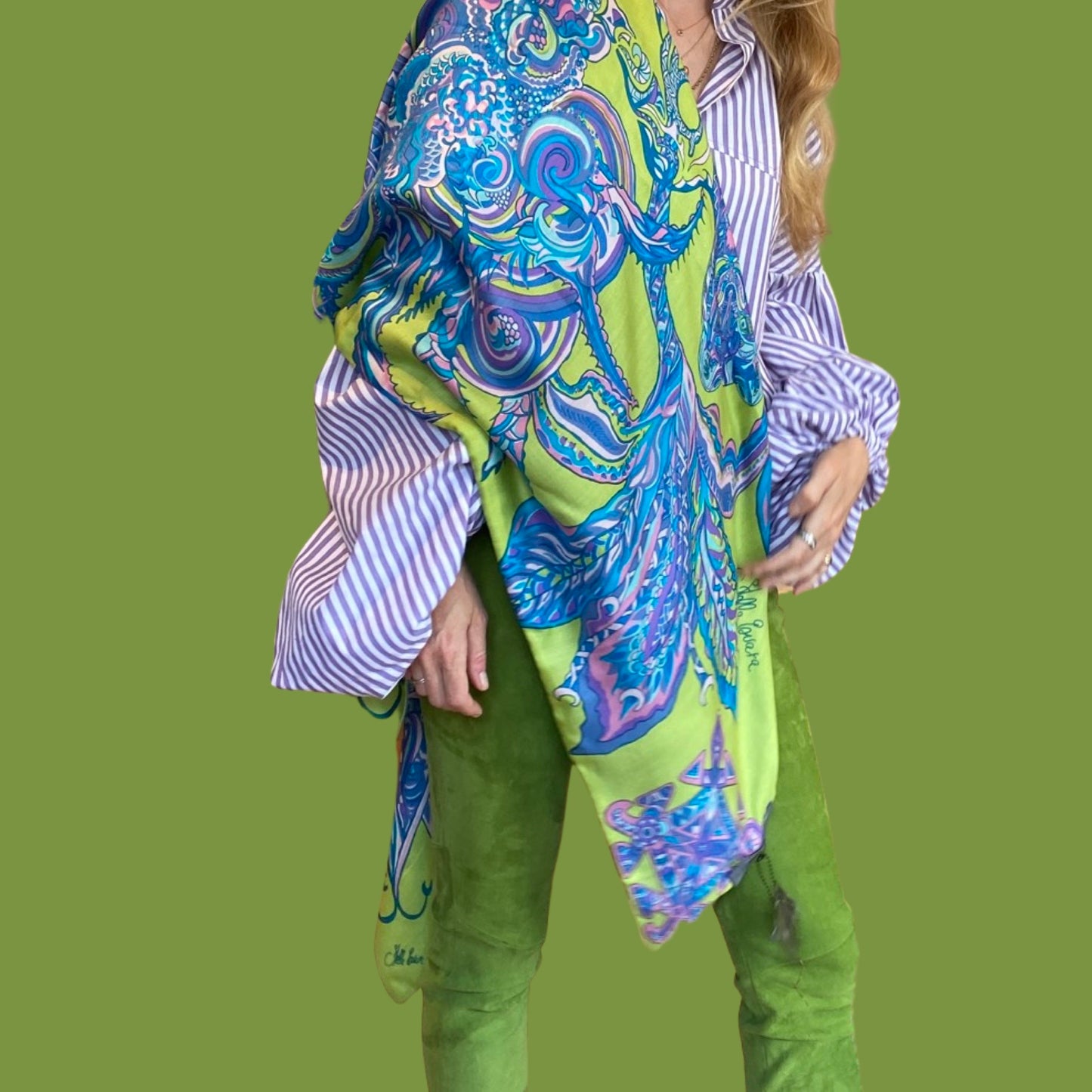 “BONDED IN GARDEN EDEN “- LIMITED EDITION #2 von 2 Stück - Greenery -Kaschmir & Seide, Doubleface