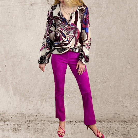 FLAMINGO GARDEN Seidentunika, mauve & beeren & blau, limited