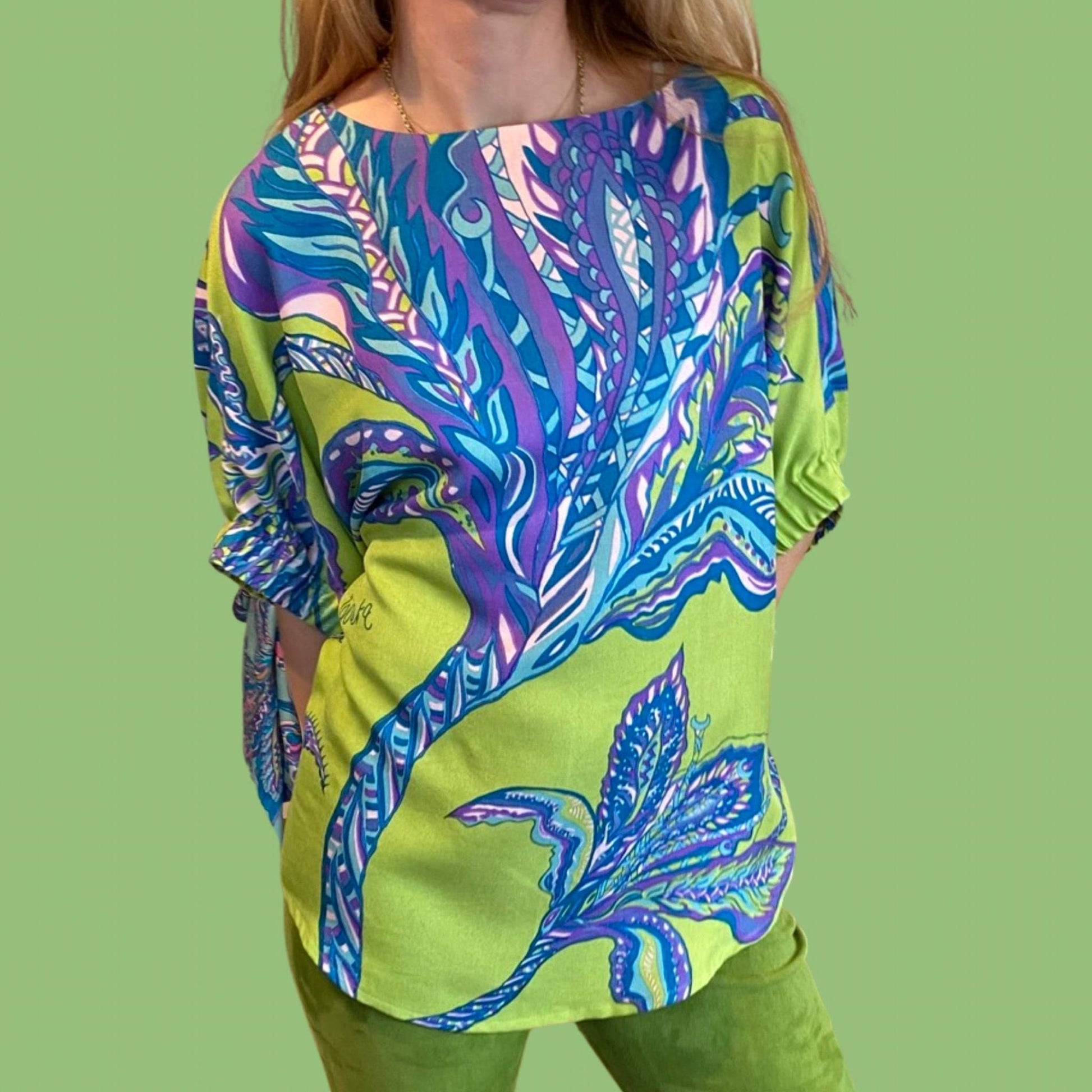 Bluse SOUL FLOWERS, Seide, Twill Weave Struktur, Pistazie, Limitiert 2