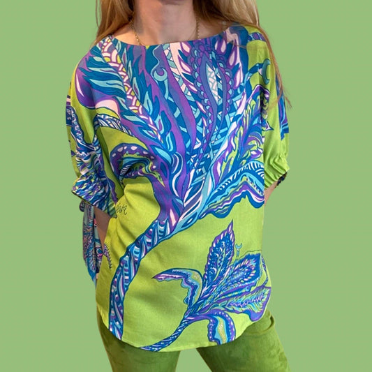 Bluse SOUL FLOWERS, Seide, Twill Weave Struktur, Pistazie, Limitiert 2