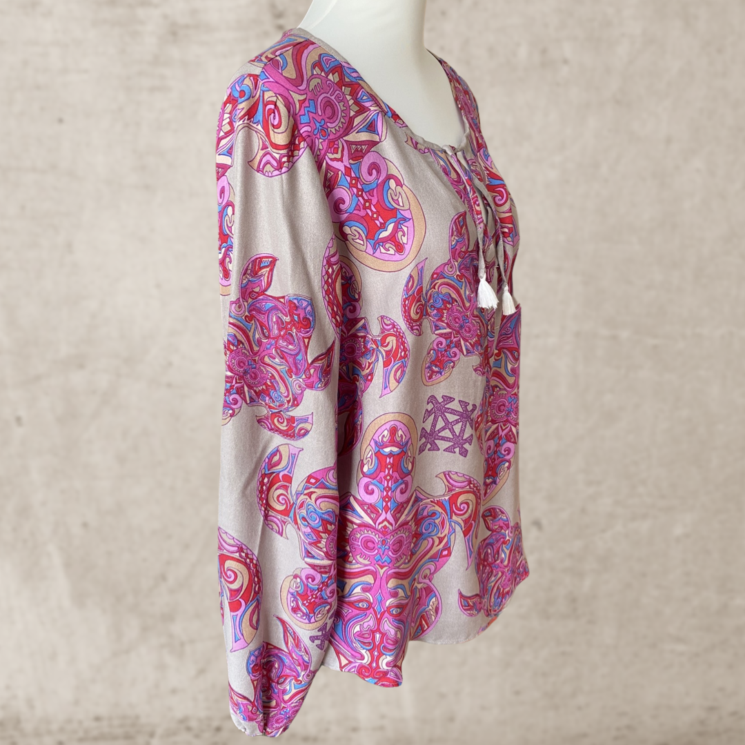 Green JUNGLE LOVE silk blouse