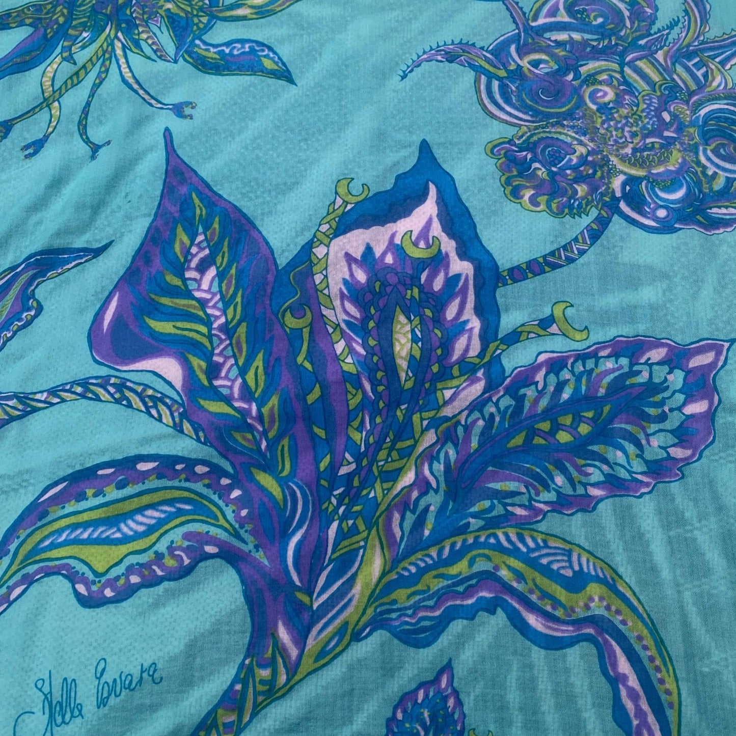 Schal SOUL FLOWERS, 100% Baby Kaschmir, 220 x 120, Türkis, Limitiert 5