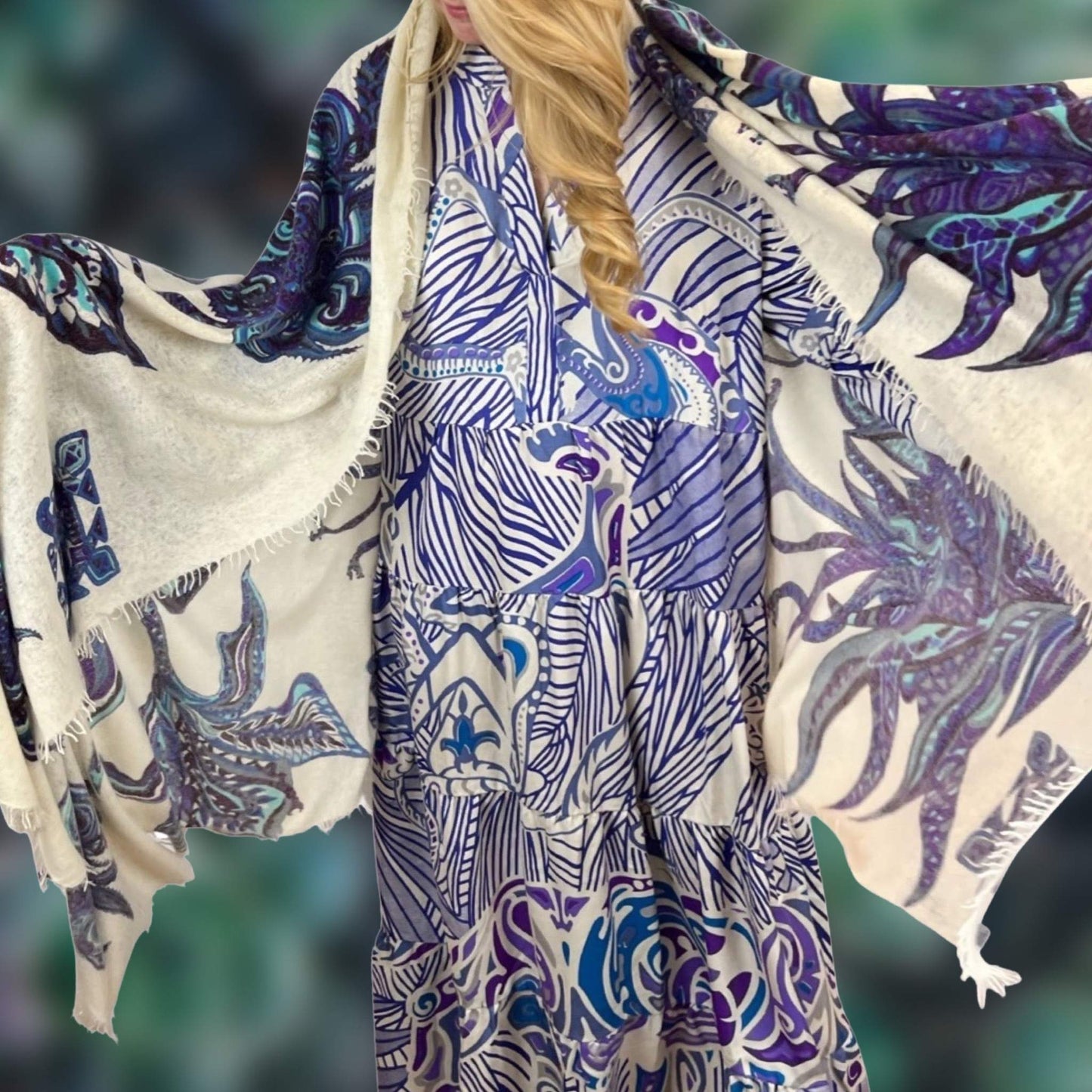 Maxi Kleid - Unikat - Seide - handgewoben - very peri