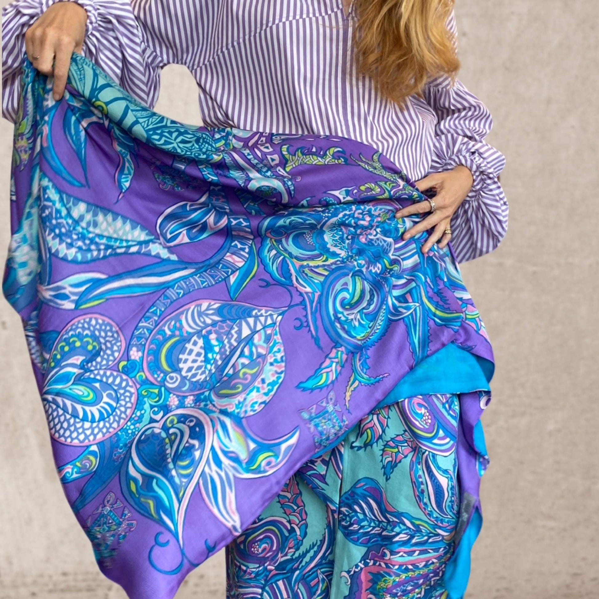 Schal BONDED IN GARDEN EDEN, Kaschmir & Seide Doubleface, purple, LIMITED #2