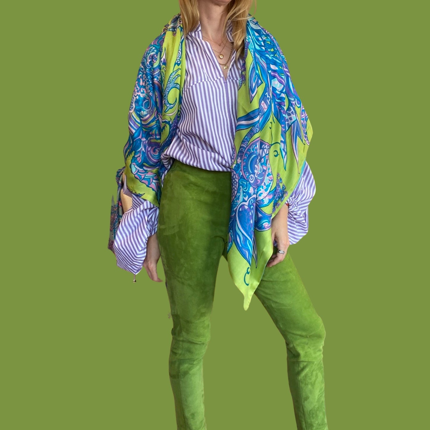 “BONDED IN GARDEN EDEN “- LIMITED EDITION #2 von 2 Stück - Greenery -Kaschmir & Seide, Doubleface