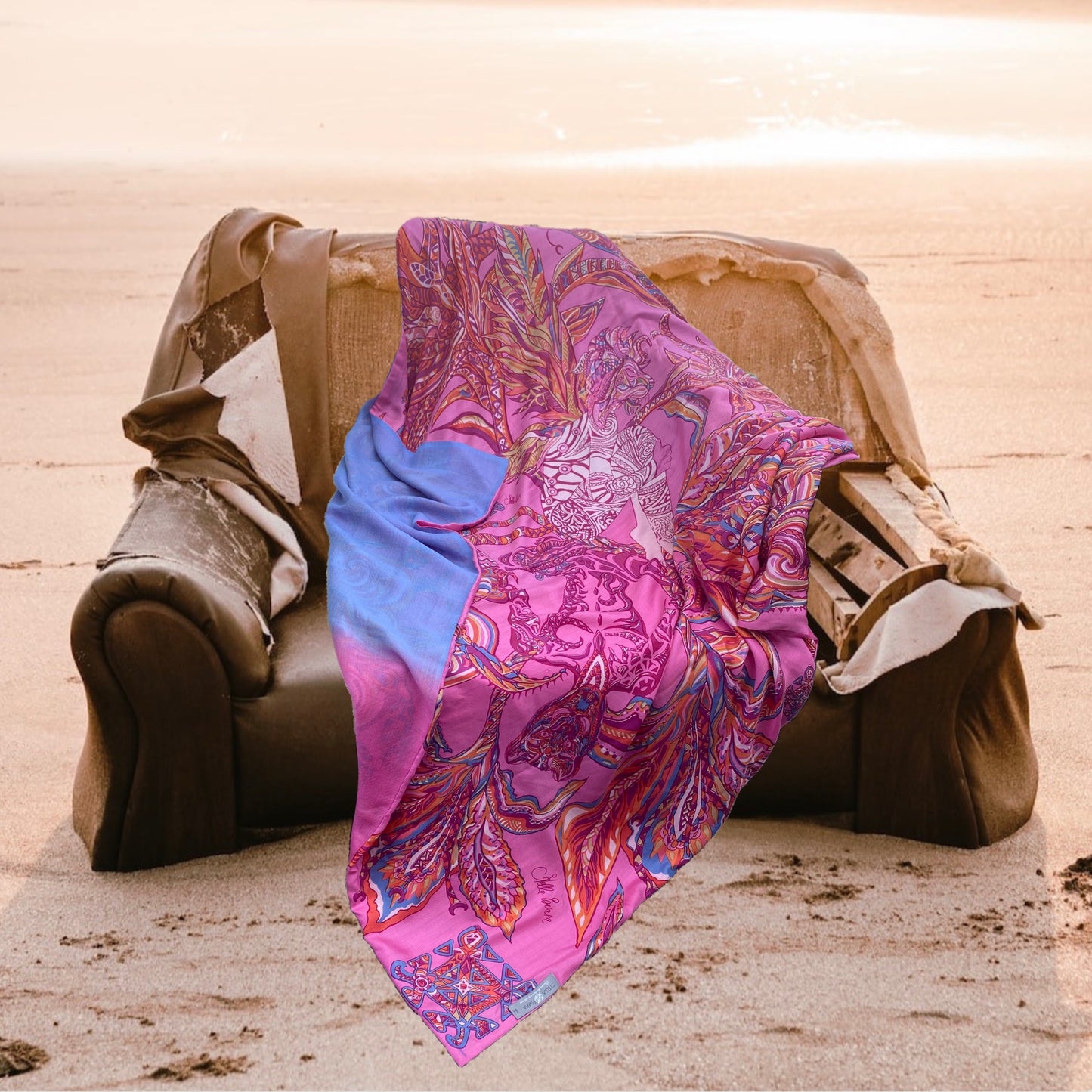 “BONDED IN GARDEN EDEN “- LIMITED EDITION #2 of 2 pieces - cashmere & silk, double face