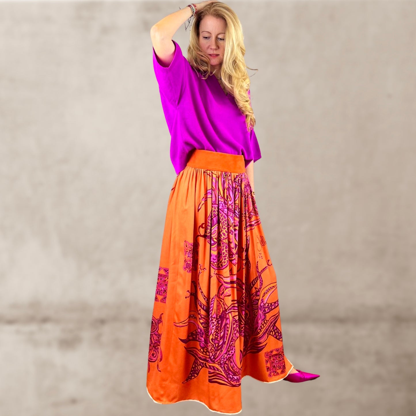 Maxi skirt - Very Peri JUNGLE LOVE - maxi silk skirt