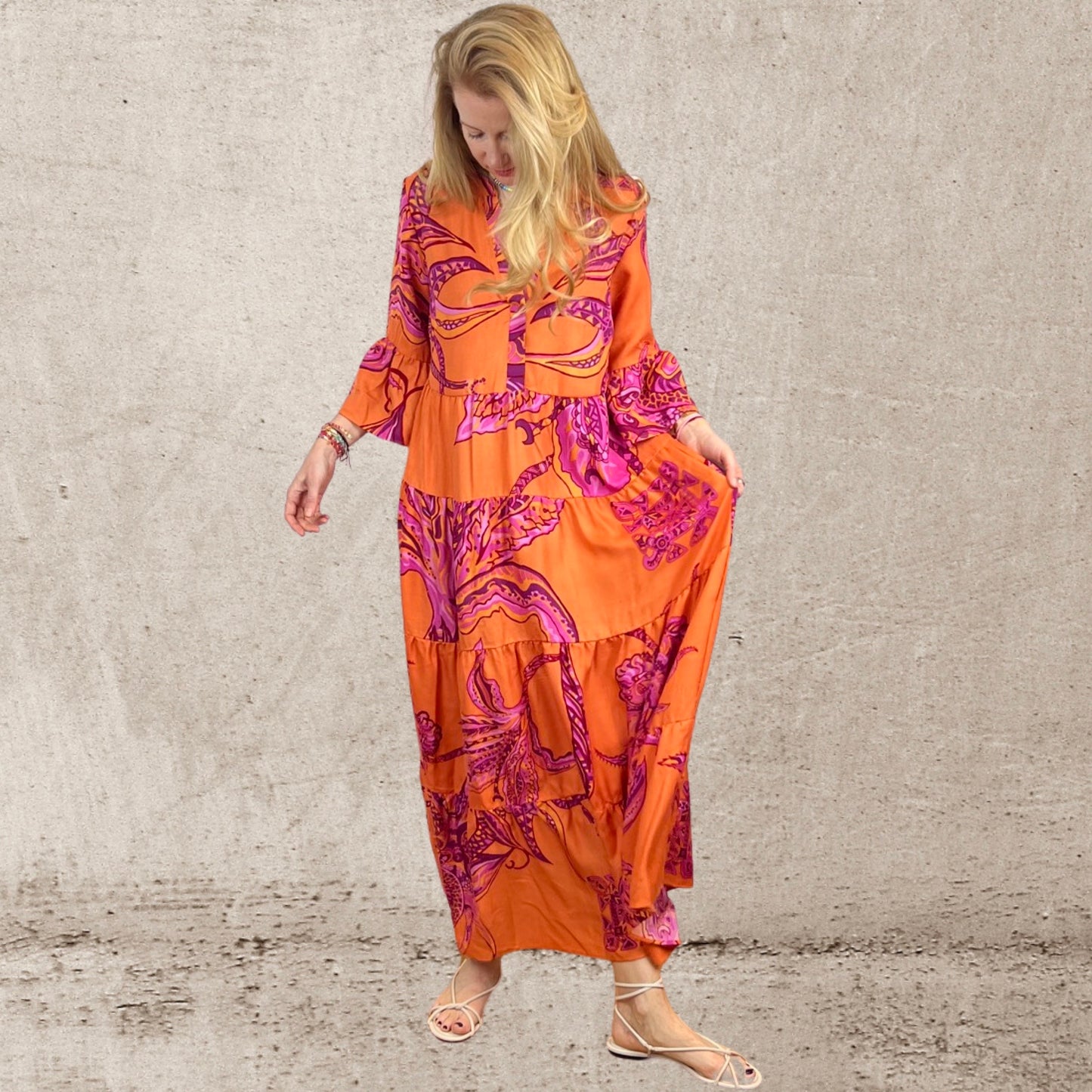 Maxi Kleid - Unikat - Seide - SOUL FLOWERS