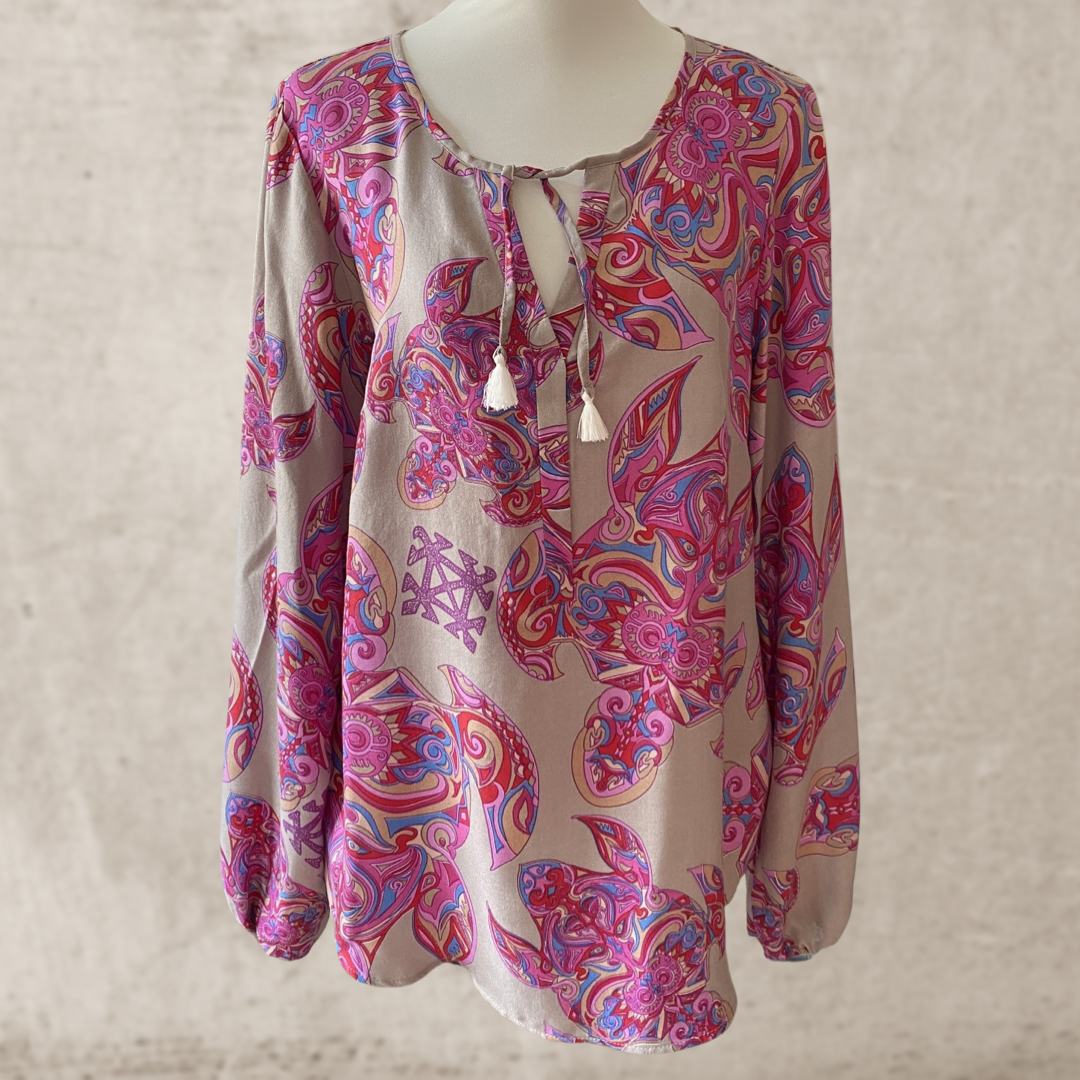 Green JUNGLE LOVE silk blouse