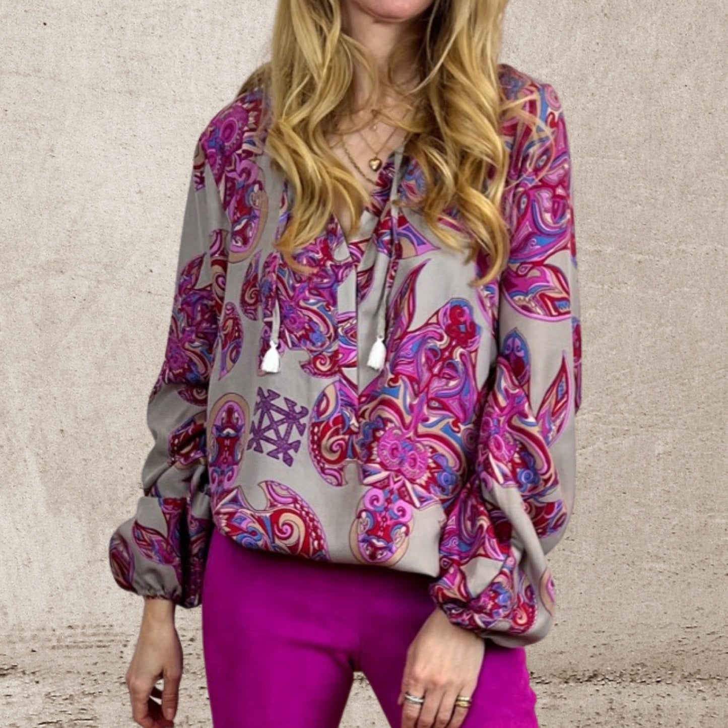 Green JUNGLE LOVE silk blouse