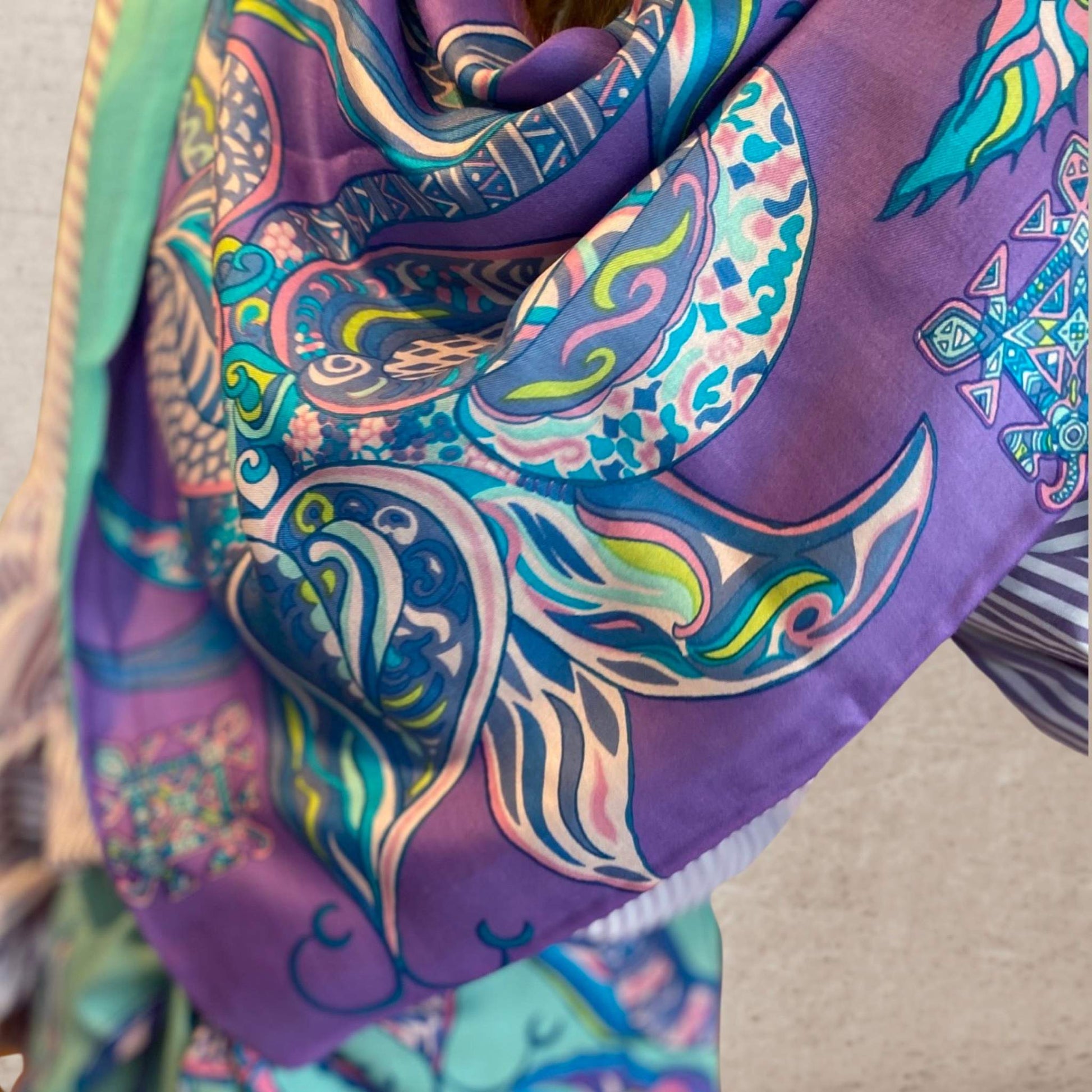 Schal BONDED IN GARDEN EDEN, Kaschmir & Seide Doubleface, purple, LIMITED #2