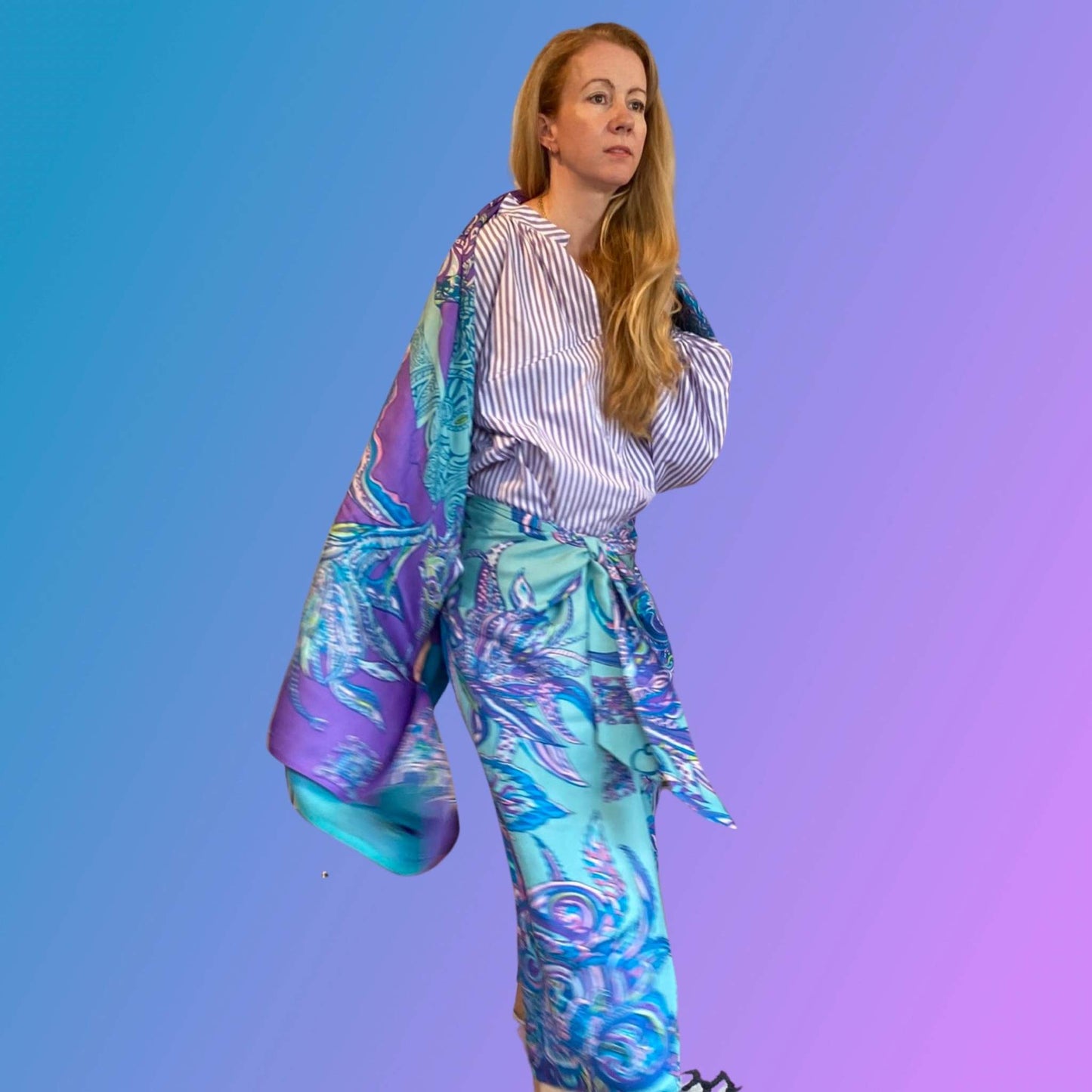 Schal BONDED IN GARDEN EDEN, Kaschmir & Seide Doubleface, purple, LIMITED #2