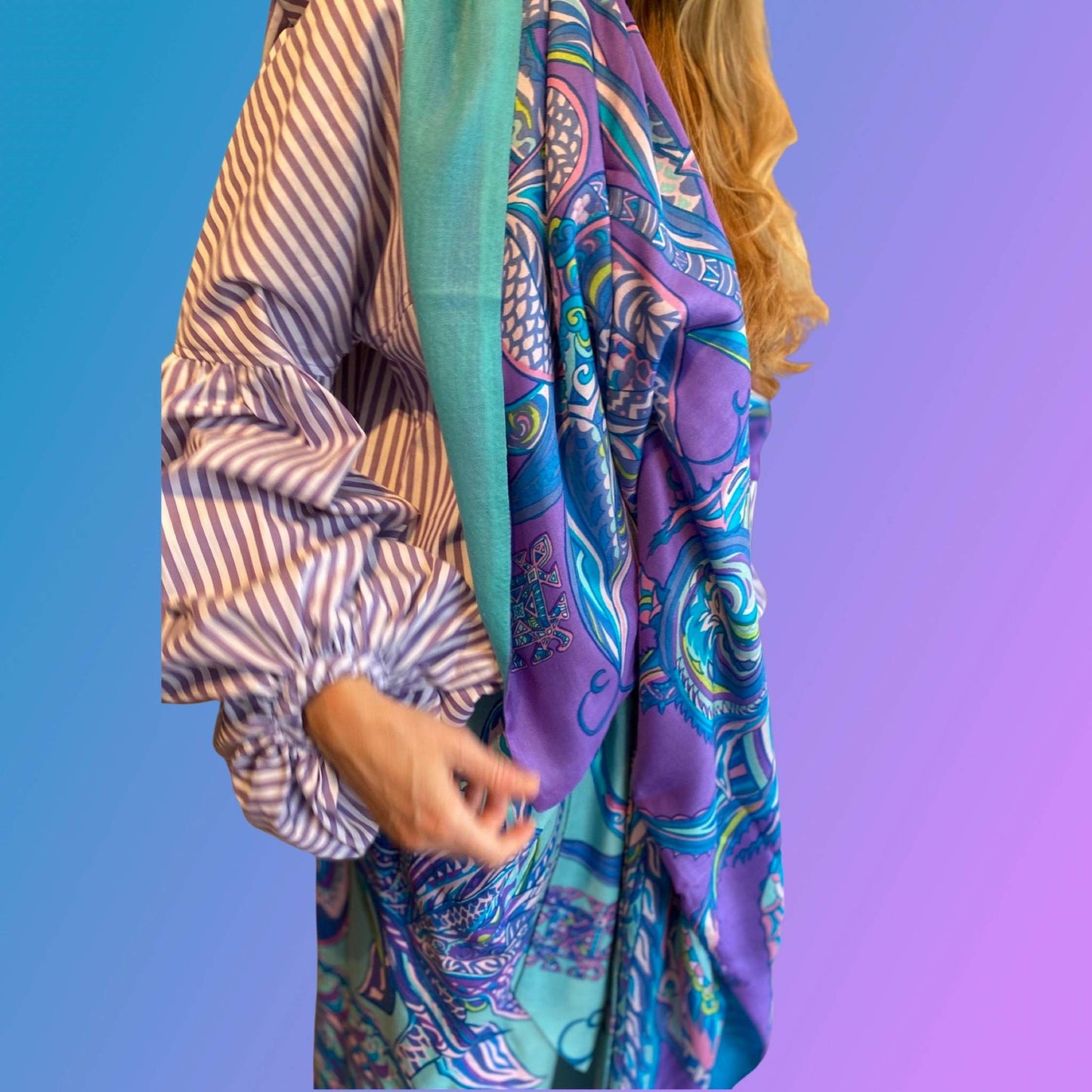 Schal BONDED IN GARDEN EDEN, Kaschmir & Seide Doubleface, purple, LIMITED #2