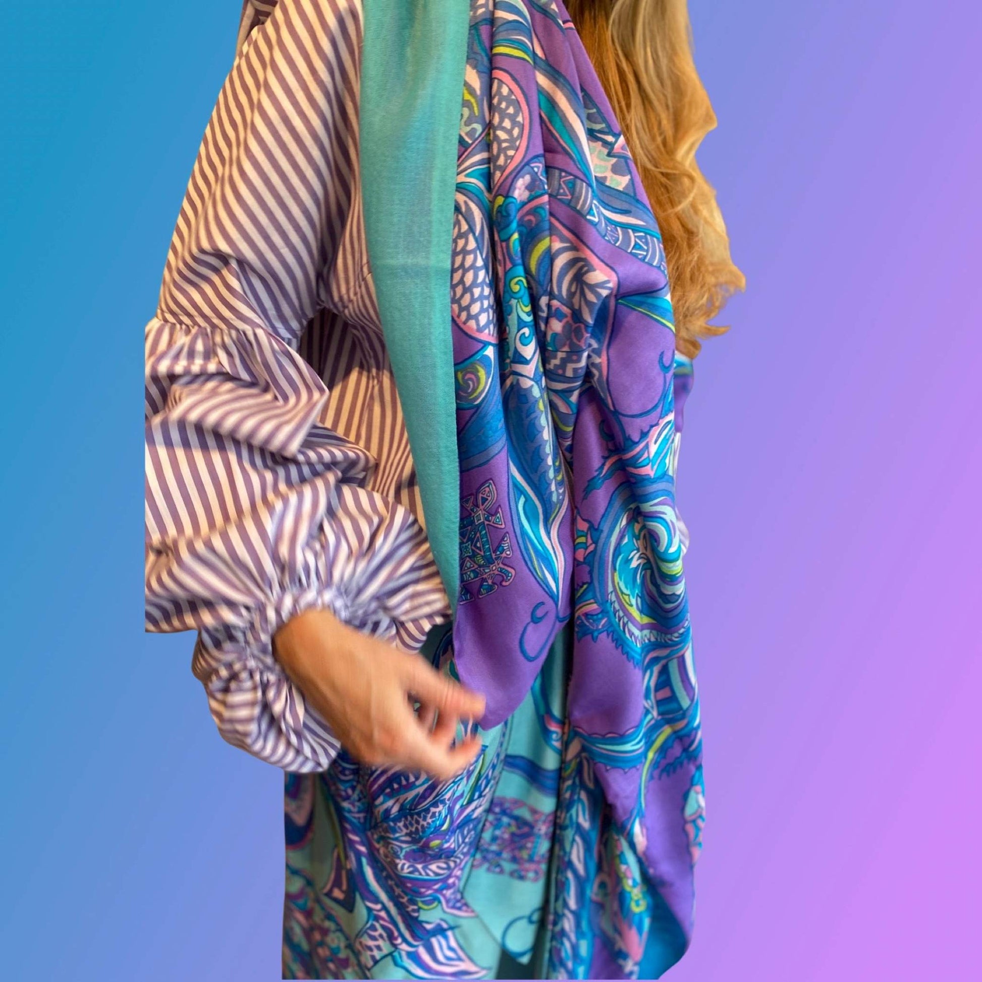 Schal BONDED IN GARDEN EDEN, Kaschmir & Seide Doubleface, purple, LIMITED #2