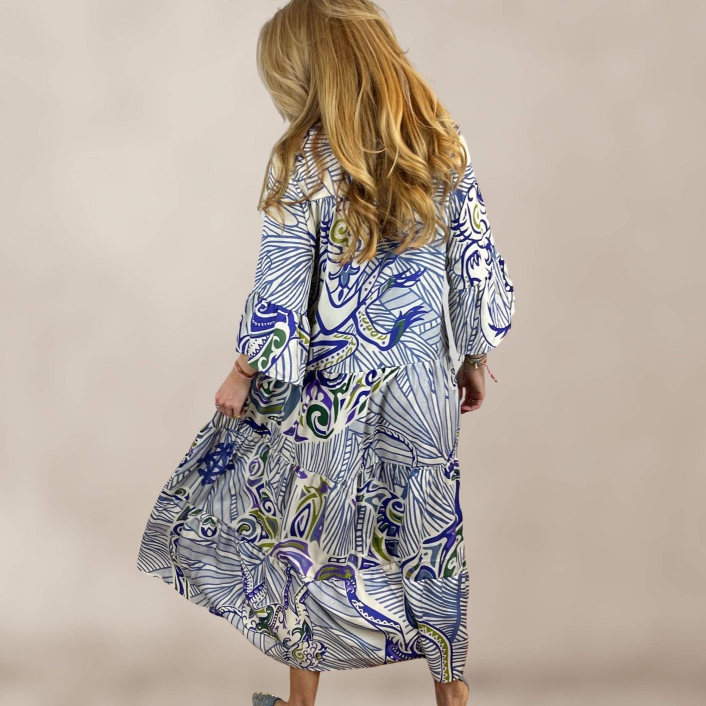 Maxi dress - unique - silk - Green Jungle love