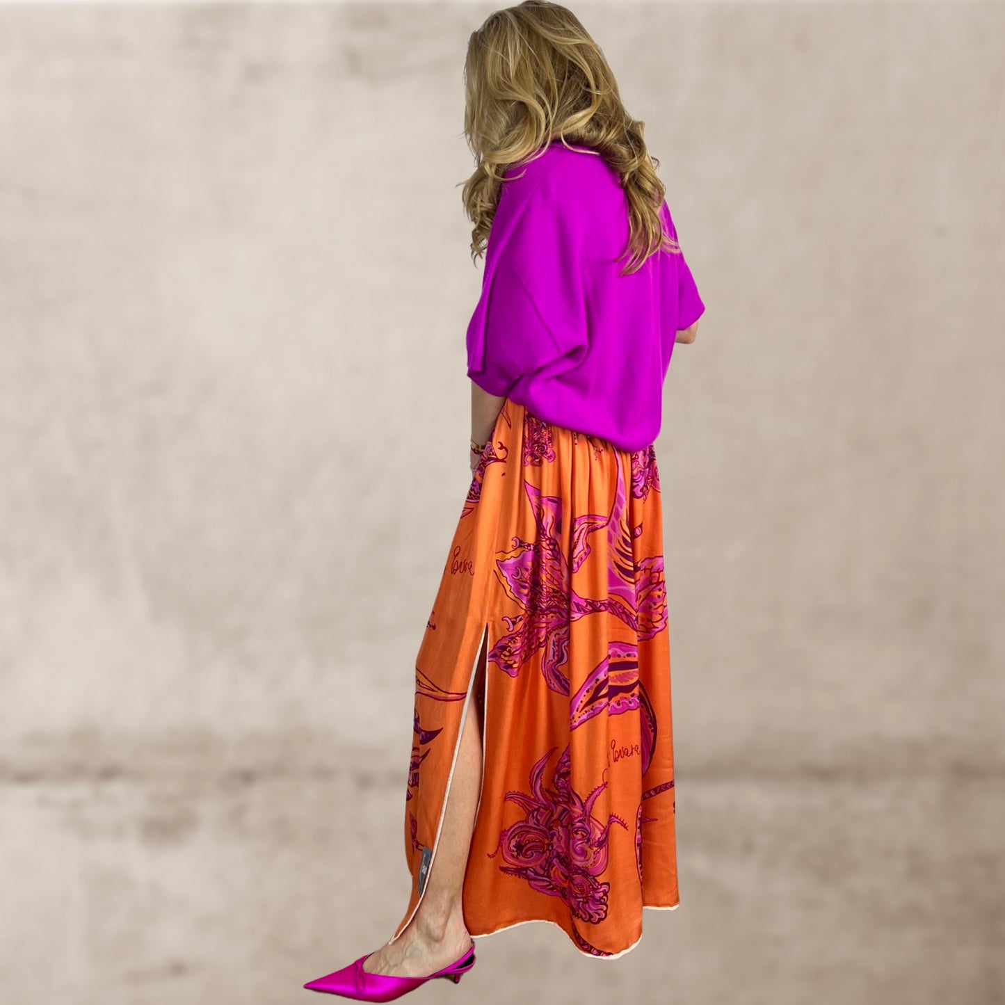 Maxi skirt - Very Peri JUNGLE LOVE - maxi silk skirt