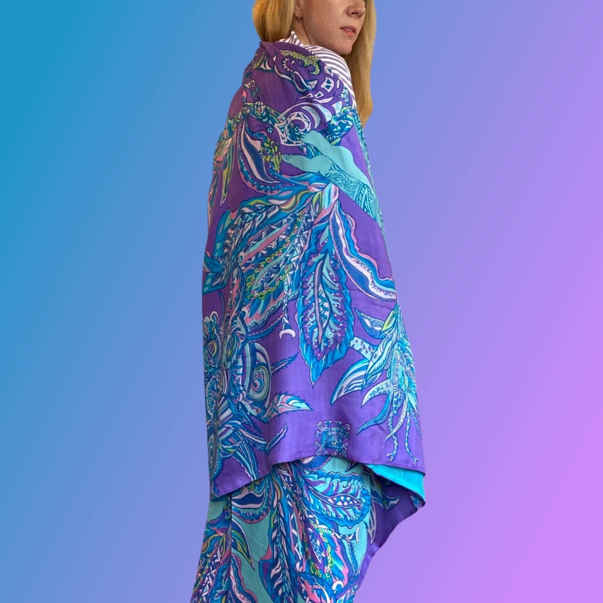 Schal BONDED IN GARDEN EDEN, Kaschmir & Seide Doubleface, purple, LIMITED #2