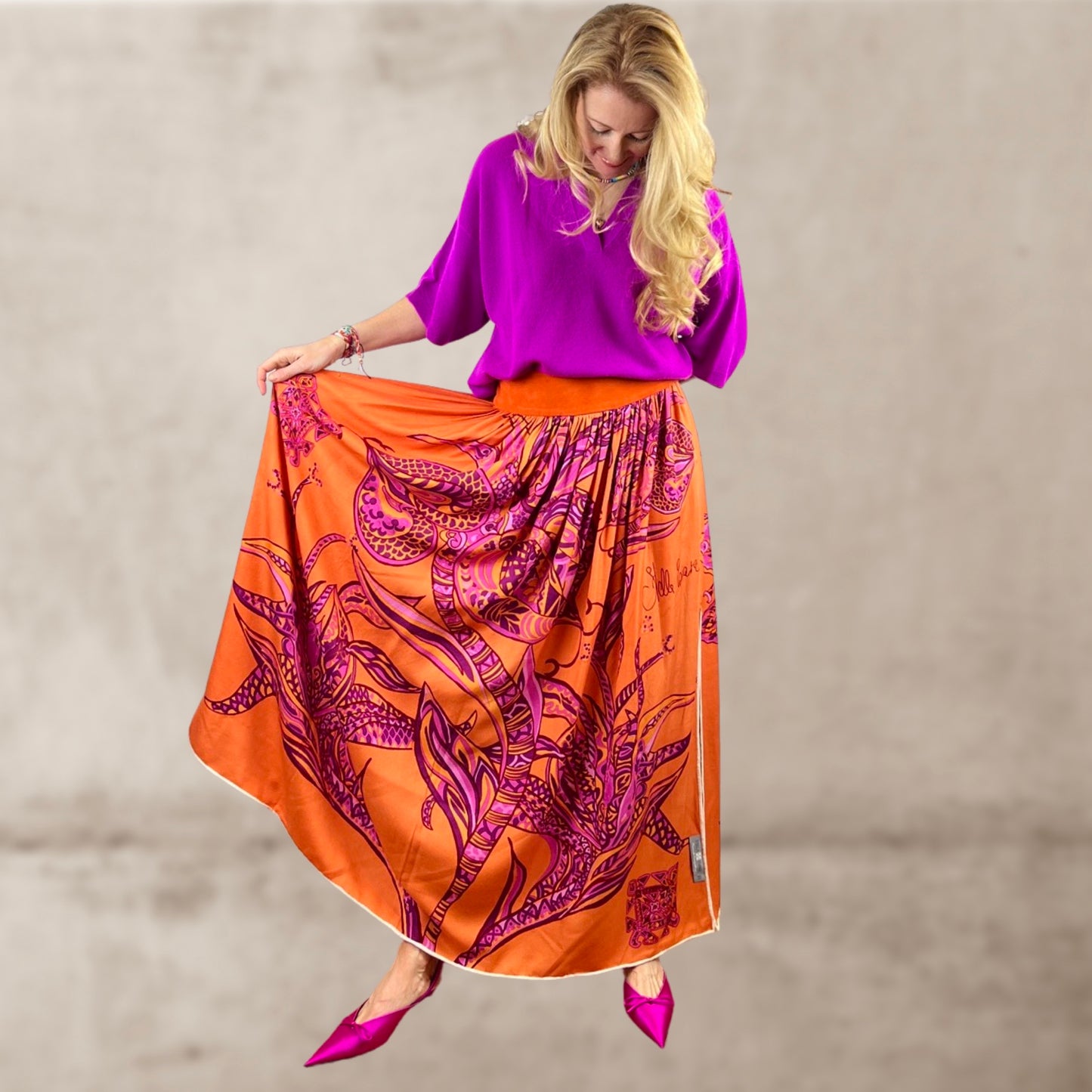 Maxi skirt - Very Peri JUNGLE LOVE - maxi silk skirt