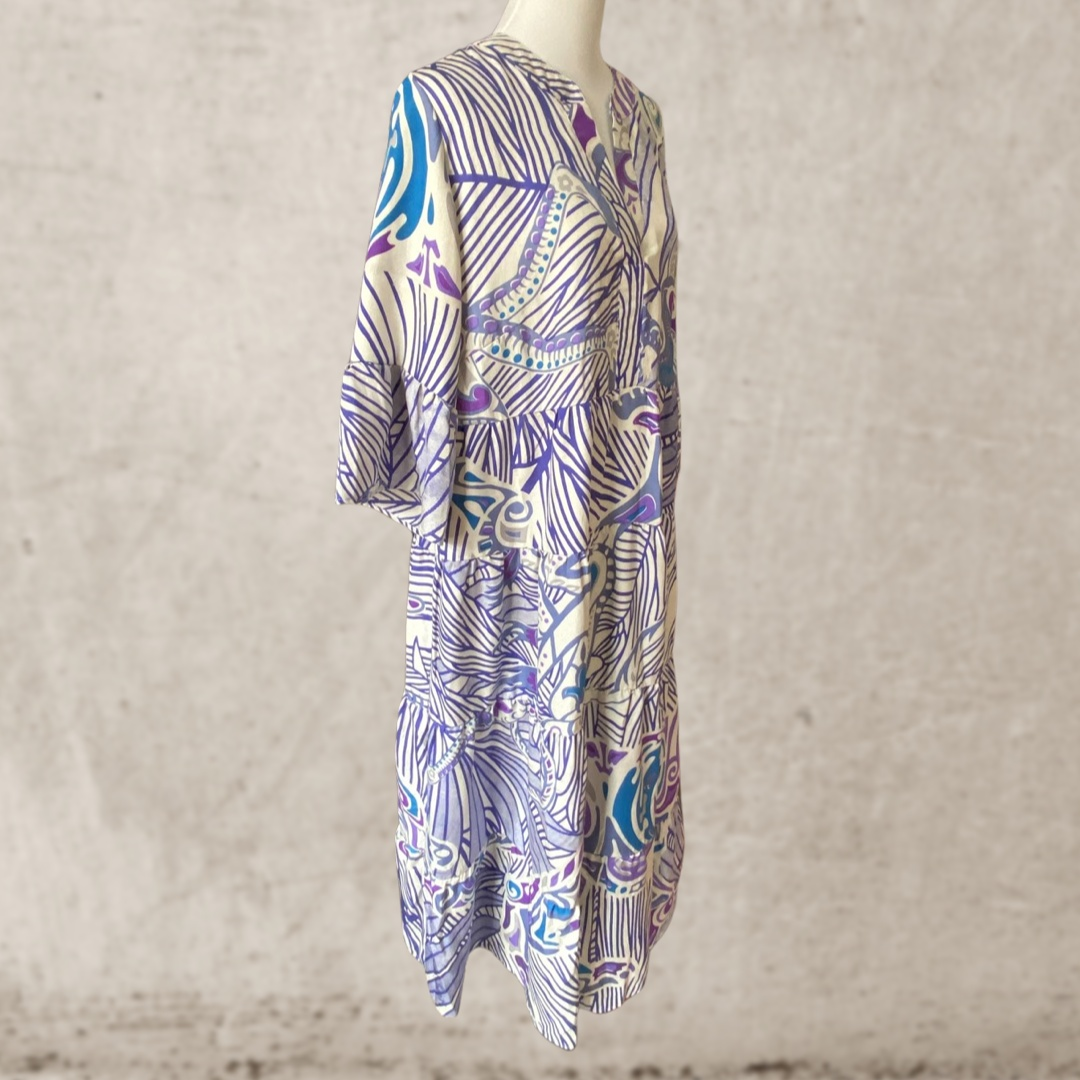 Maxi Kleid - Unikat - Seide - handgewoben - very peri