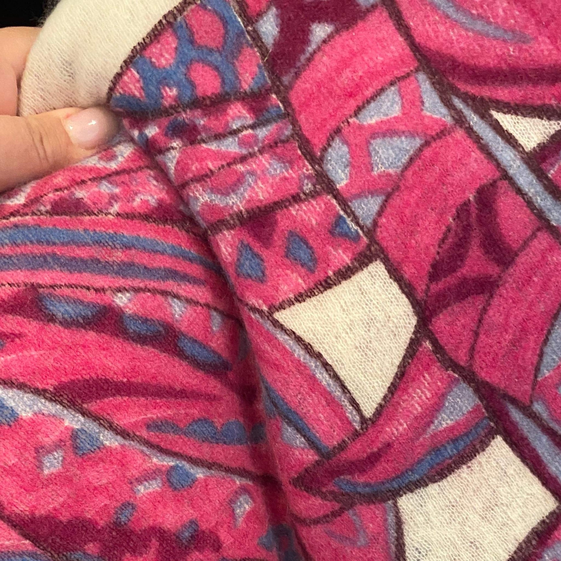 SOUL FLOWERS Changra Kaschmir Stola, pink & blau auf weiß