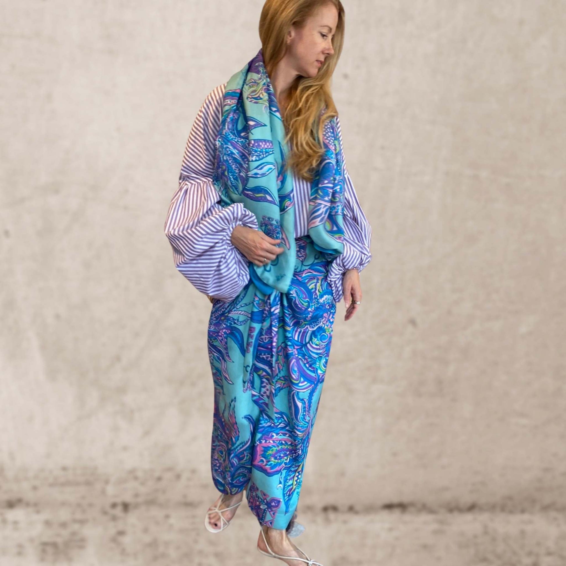 Schal BONDED IN GARDEN EDEN, Kaschmir & Seide Doubleface, purple, LIMITED #2