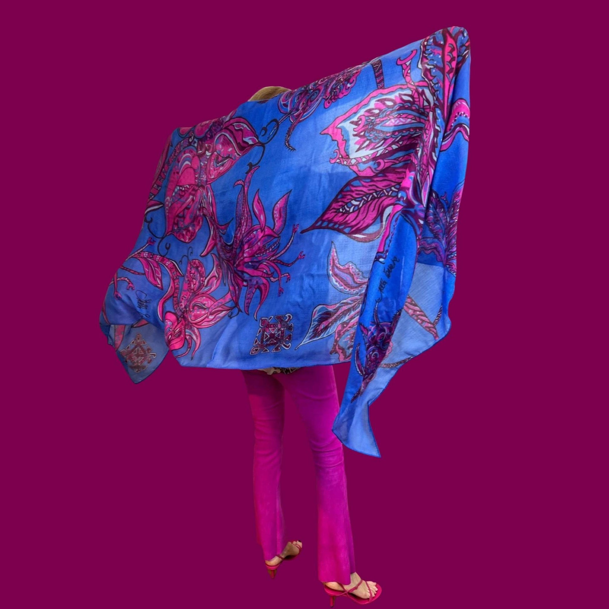 Schal SOUL FLOWERS, 100%  Changra Baby Kaschmir. 220x120, Limitiert #8