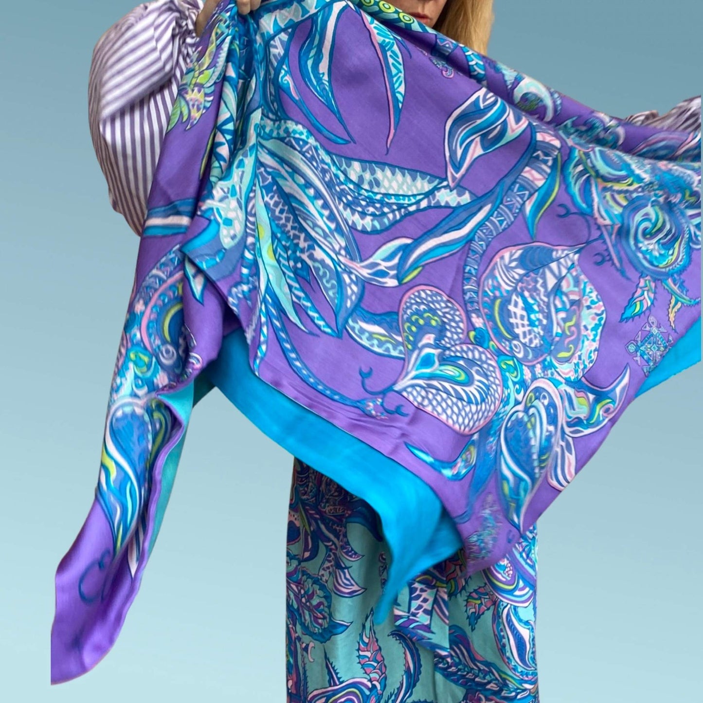 Schal BONDED IN GARDEN EDEN, Kaschmir & Seide Doubleface, purple, LIMITED #2