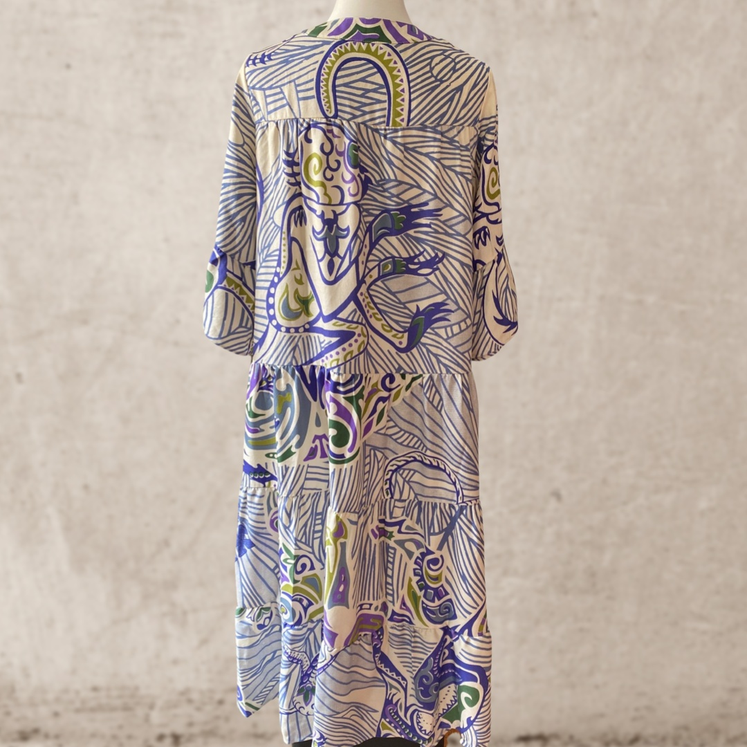 Maxi dress - unique - silk - Green Jungle love