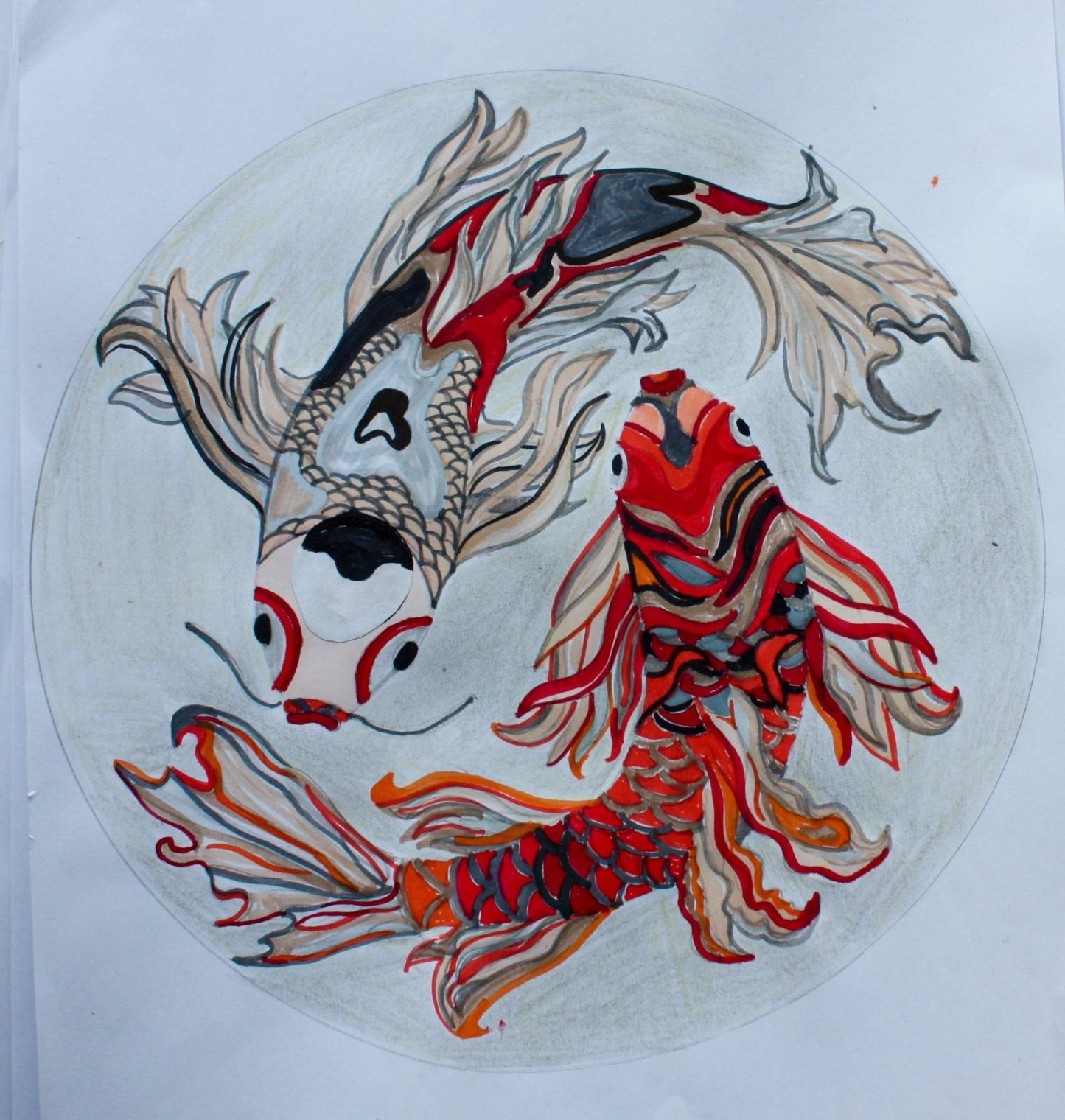 Teppich Kunst KOI LOVERS, 260 x 260 cm, Knüpfzeit ca.270 Tage, Unikat