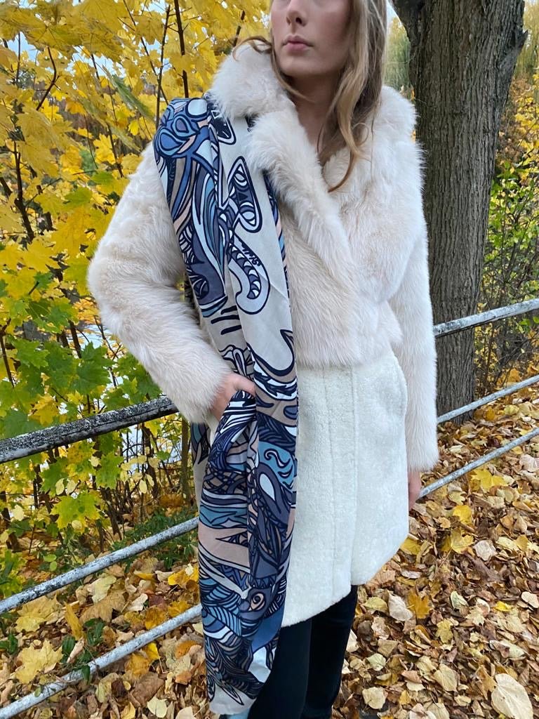 XL Seide / Kaschmir Carée "Wild Life"
