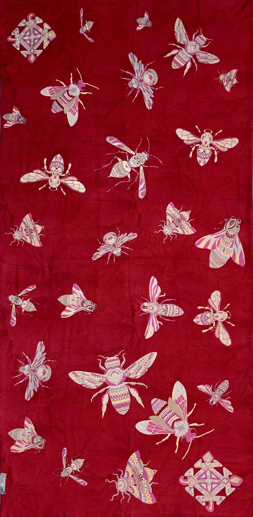 Schal Kaschmir und Seide, JUST BEES, double face, 100x200 Rot-Bordeaux