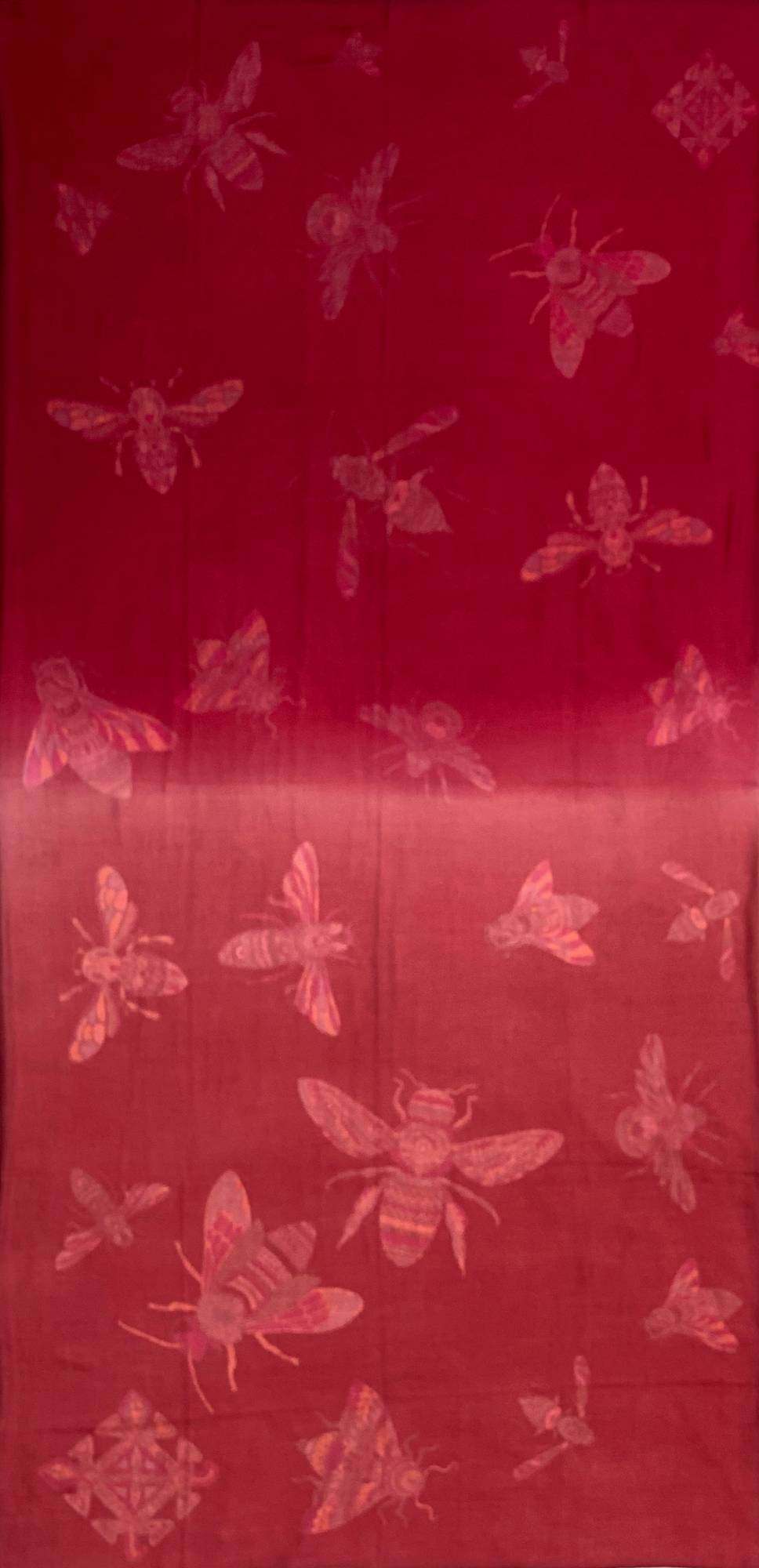 Schal Kaschmir und Seide, JUST BEES, double face, 100x200 Rot-Bordeaux