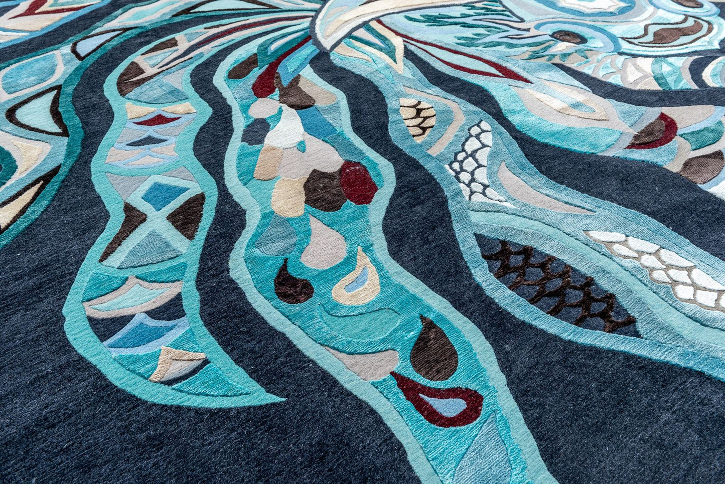 HAPPY FISH 1 - Unique carpet - Unique Designer Rug 260 cm - Knotting time approx. 270 days