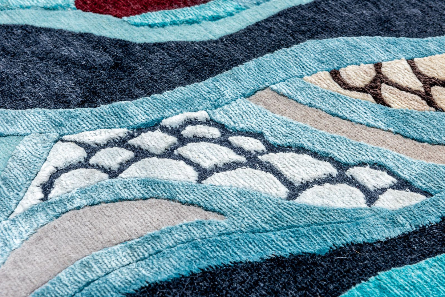HAPPY FISH 1 - Unique carpet - Unique Designer Rug 260 cm - Knotting time approx. 270 days